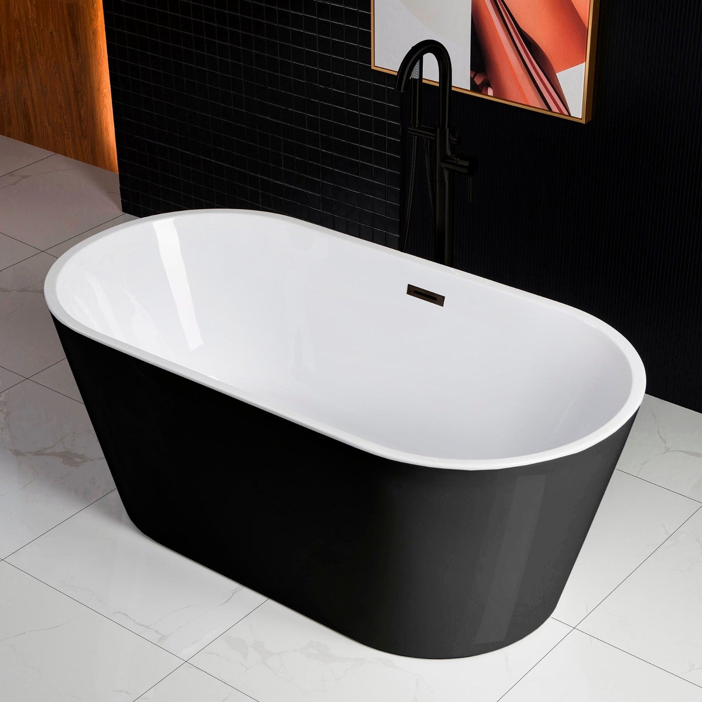 WOODBRIDGE B-1814 59" Acrylic Freestanding Bathtub Contemporary Soaking Tub