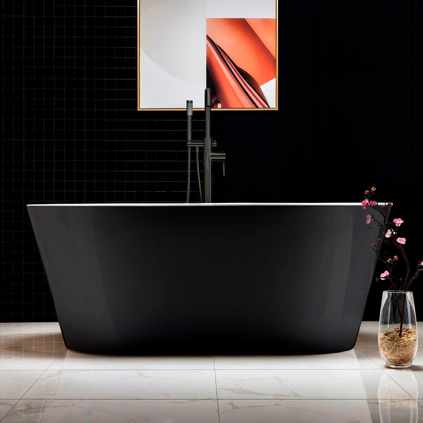 WOODBRIDGE B-1814 59" Acrylic Freestanding Bathtub Contemporary Soaking Tub