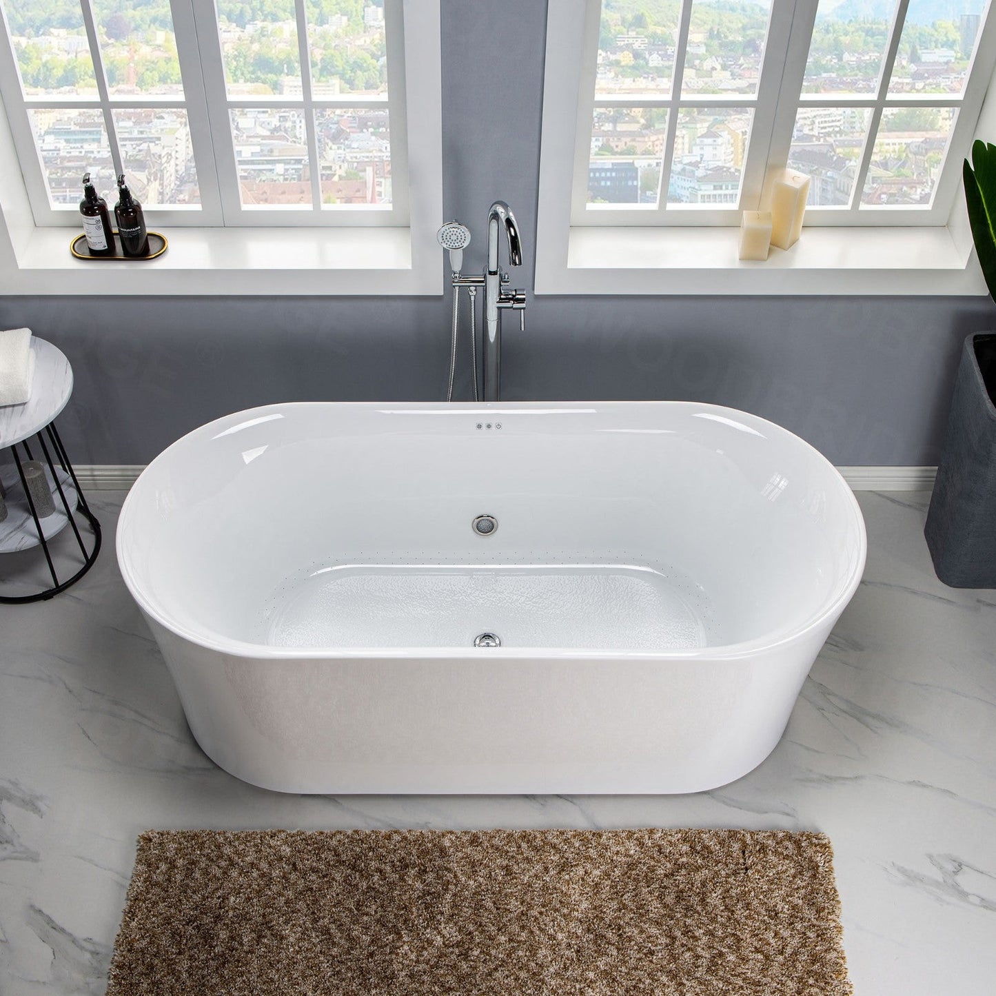WOODBRIDGE 67" Contemporary Freestanding Acrylic Air Bubble Soaking Bathtub