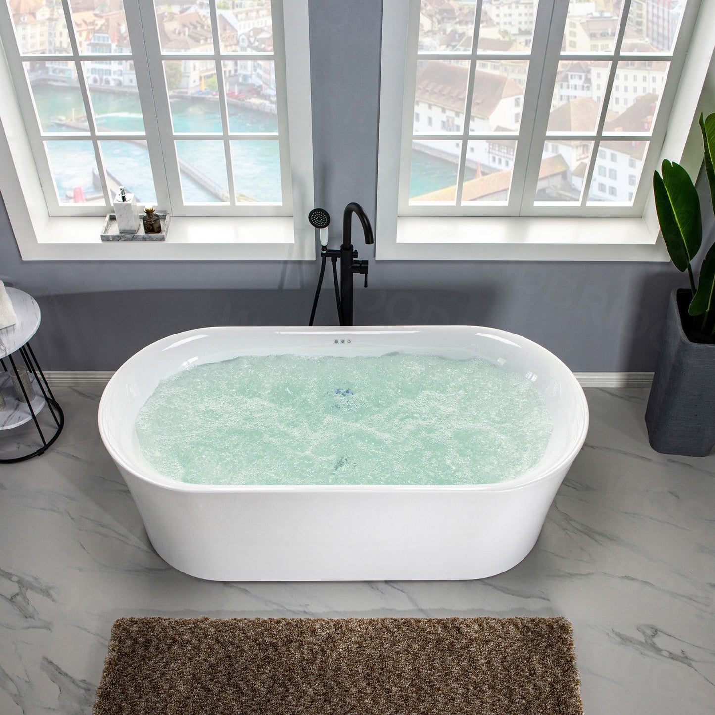 WOODBRIDGE 67" Contemporary Freestanding Acrylic Air Bubble Soaking Bathtub