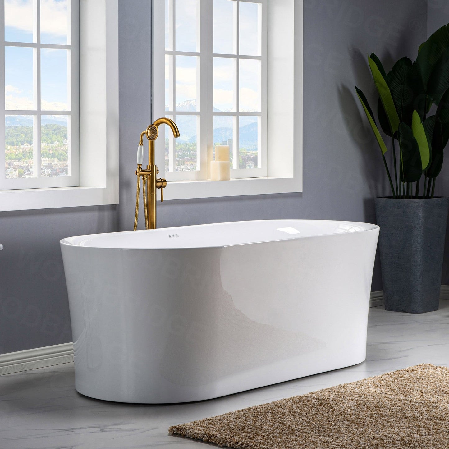 WOODBRIDGE 67" Contemporary Freestanding Acrylic Air Bubble Soaking Bathtub
