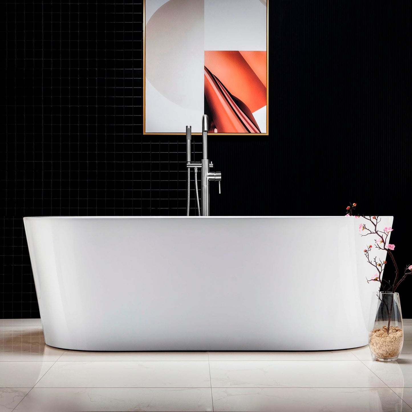 WOODBRIDGE 66" Acrylic Freestanding Bathtub Contemporary Soaking Tub