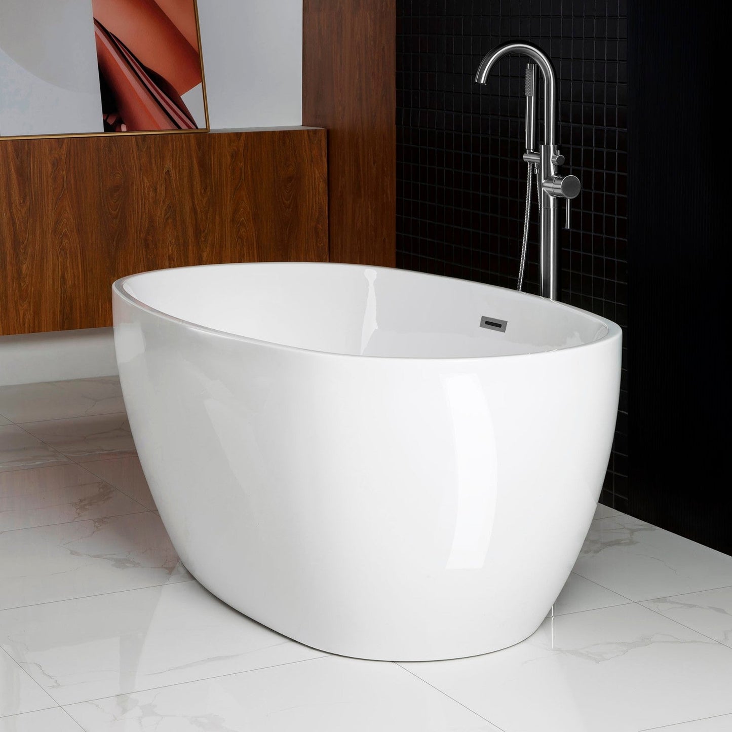 WOODBRIDGE 59" Acrylic Freestanding Bathtub Contemporary Soaking Tub