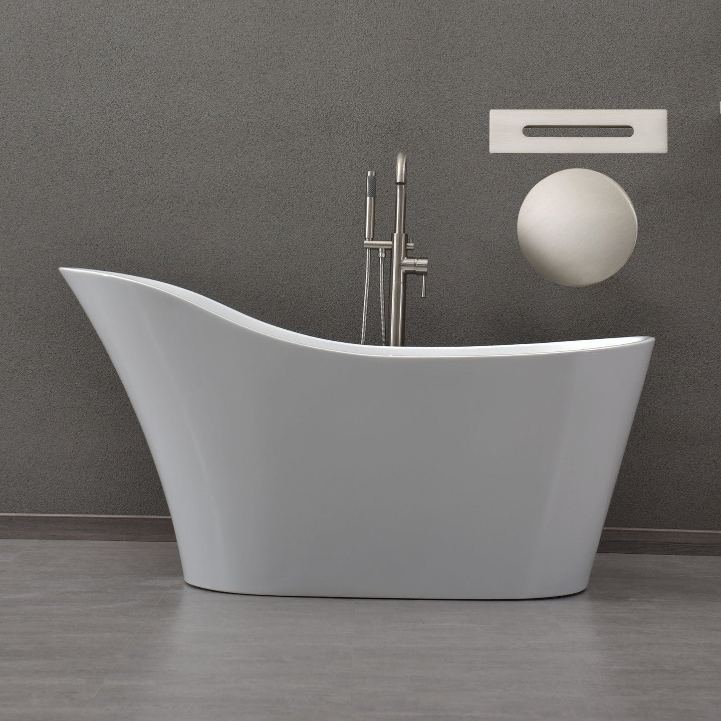 WOODBRIDGE 59" Acrylic Freestanding Bathtub Contemporary Soaking Tub