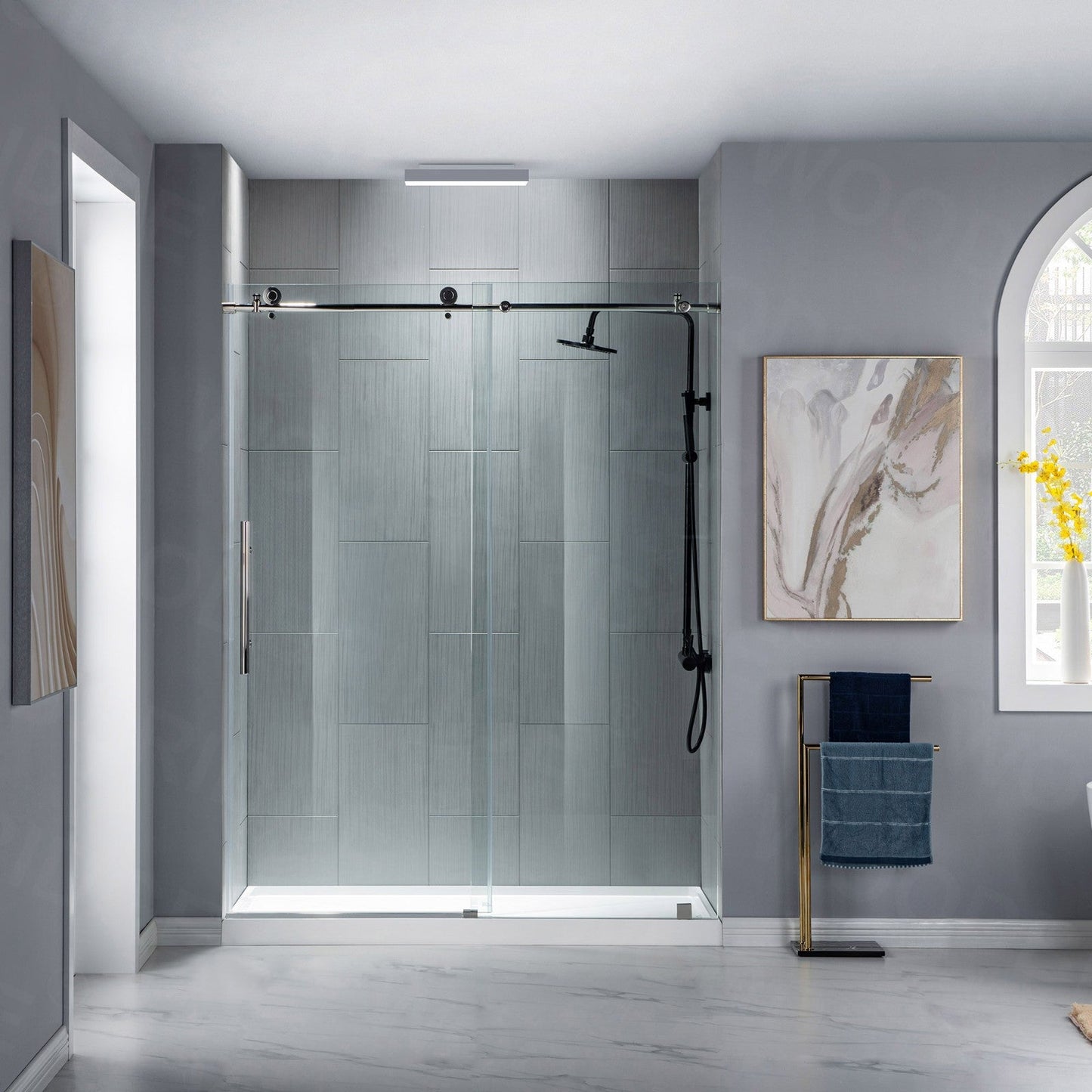 WOODBRIDGE MBSDC4876-B Frameless Shower Doors 44-48" Width x 76"Height with 3/8"(10mm) Clear Tempered Glass