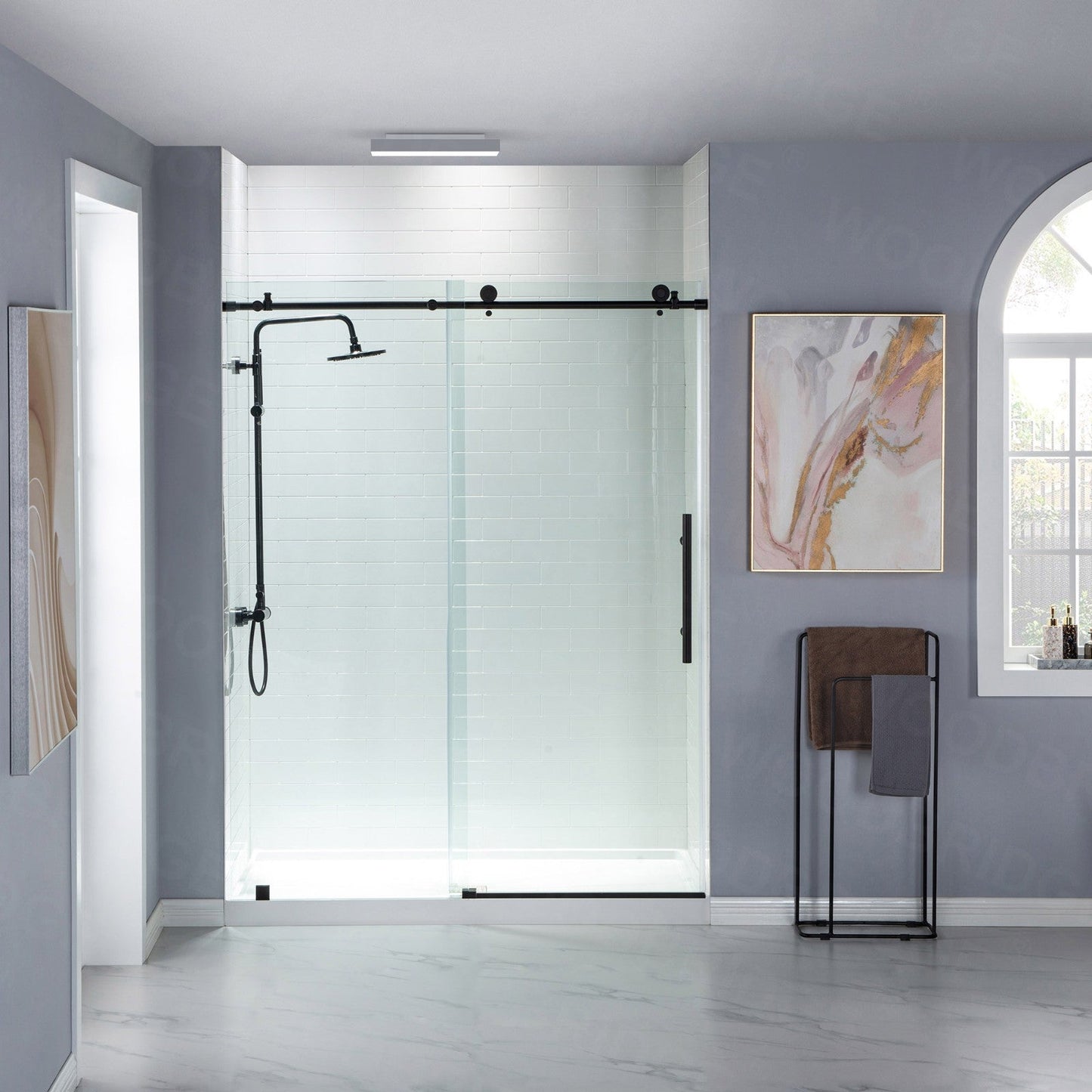 WOODBRIDGE MBSDC4876-B Frameless Shower Doors 44-48" Width x 76"Height with 3/8"(10mm) Clear Tempered Glass