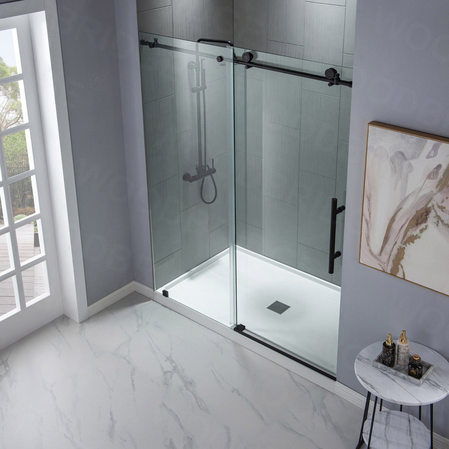 WOODBRIDGE Frameless Shower Doors 56-60" Width x 76"Height with 3/8"(10mm) Clear Tempered Glass