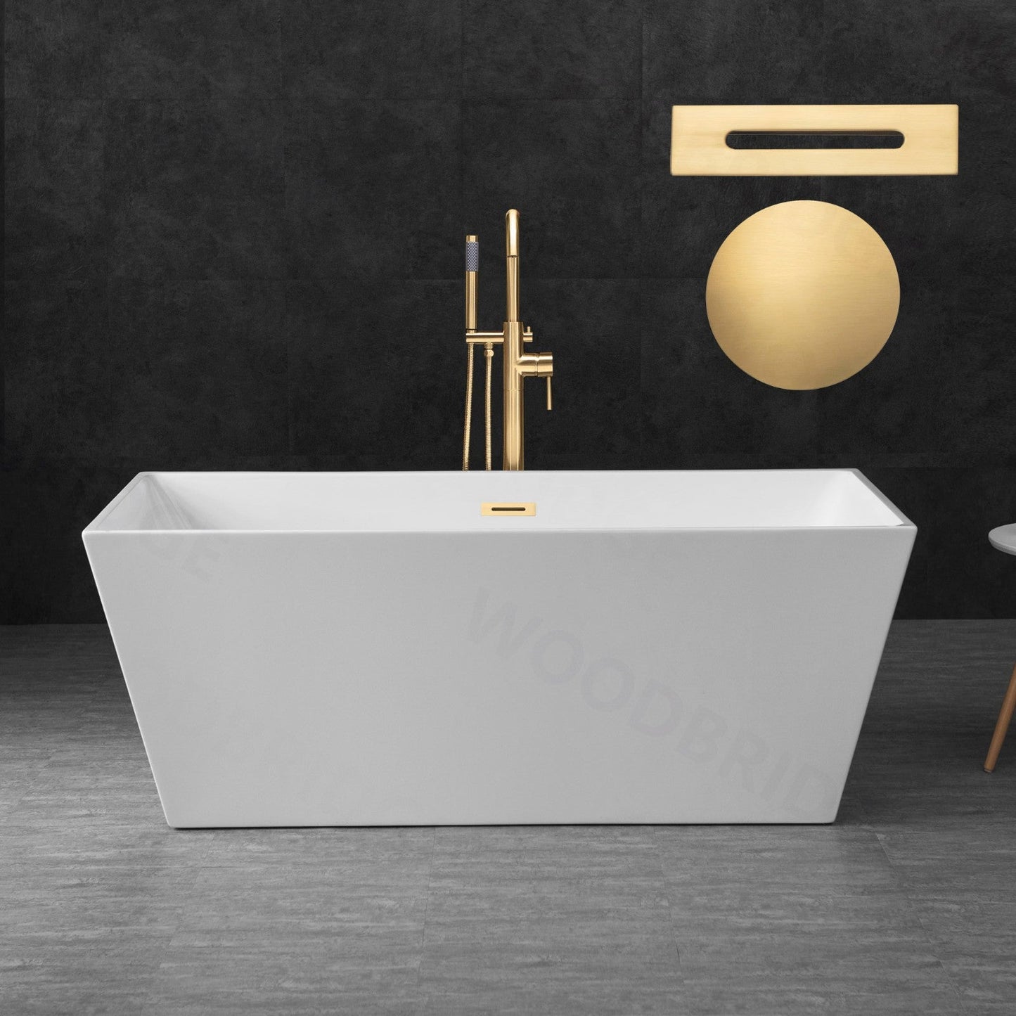 WOODBRIDGE 59" Acrylic Freestanding Bathtub Contemporary Soaking Tub