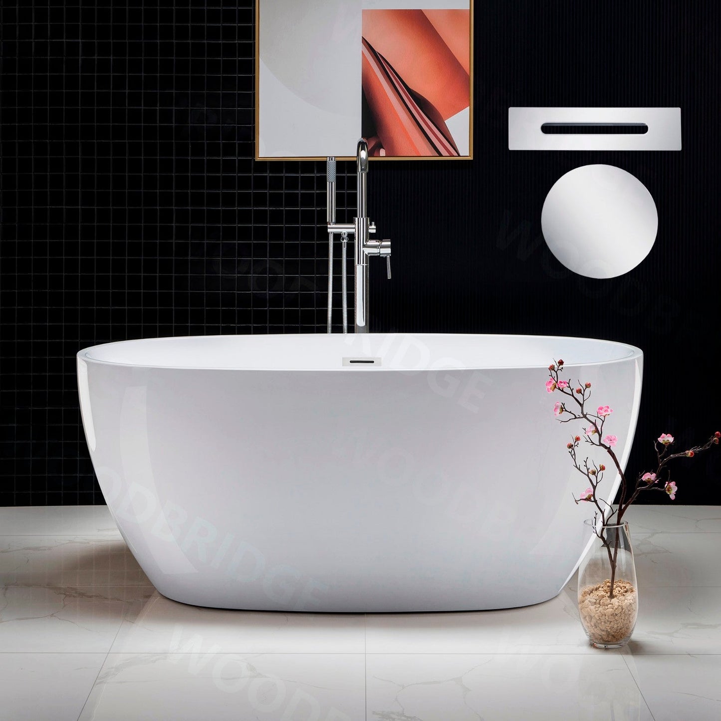 WOODBRIDGE 55" Acrylic Freestanding Bathtub Contemporary Soaking Tub