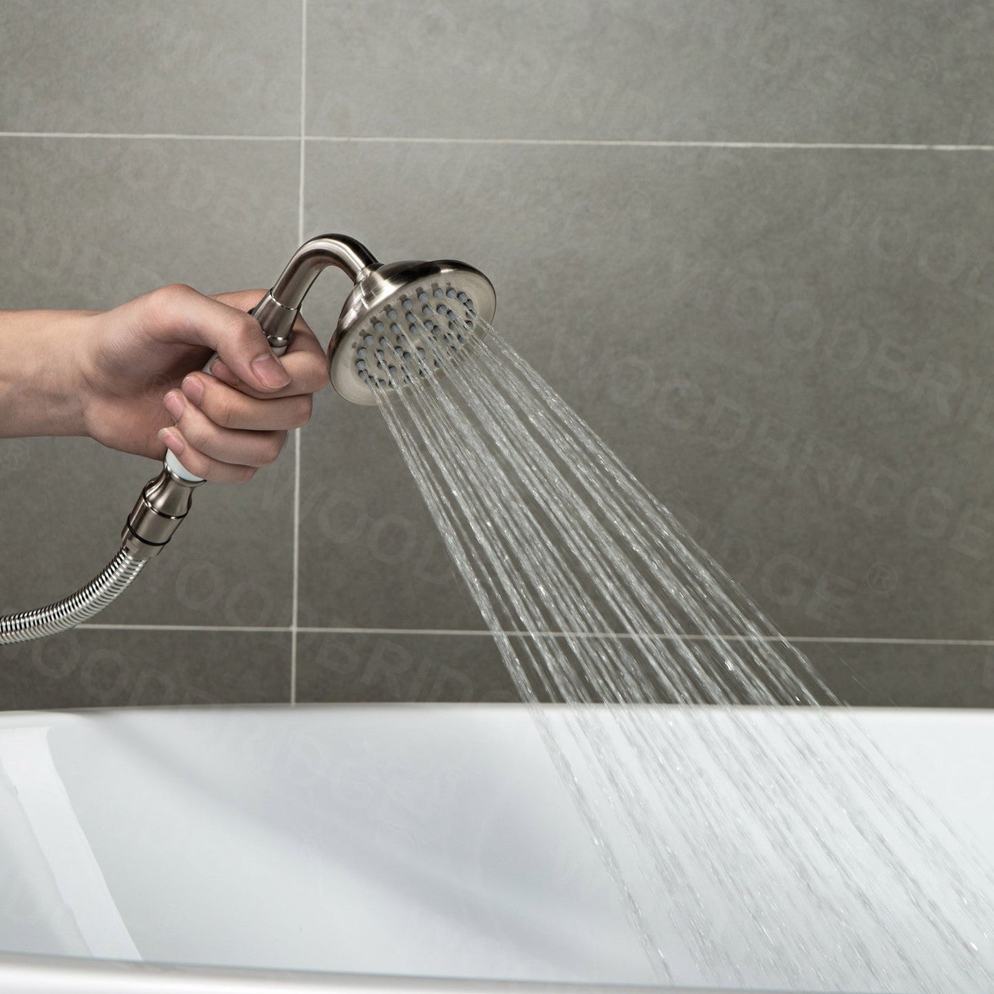 WOODBRIDGE WOODBRIDGEE F0001BNVT Contemporary Single Handle Floor Mount Freestanding Tub Filler Faucet with Hand shower
