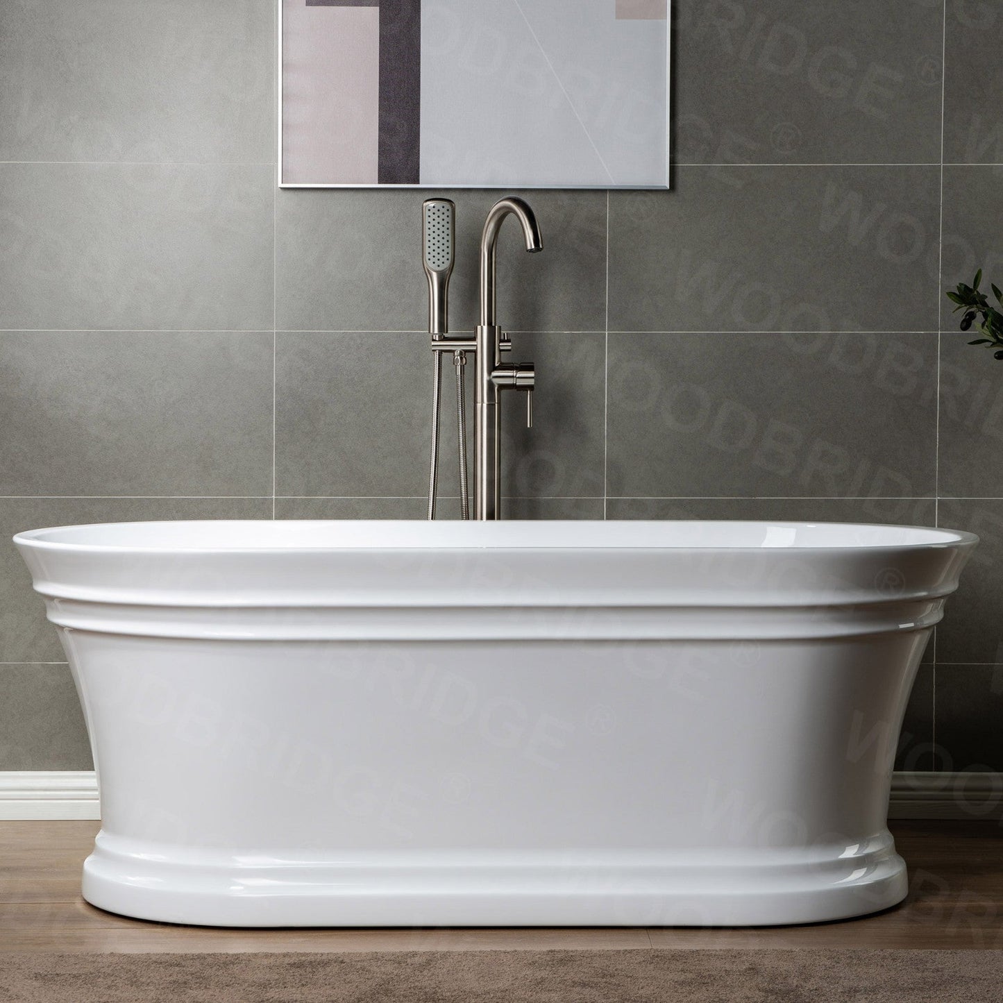 WOODBRIDGE WOODBRIDGEE Contemporary Single Handle Floor Mount Freestanding Tub Filler Faucet with Hand Shower