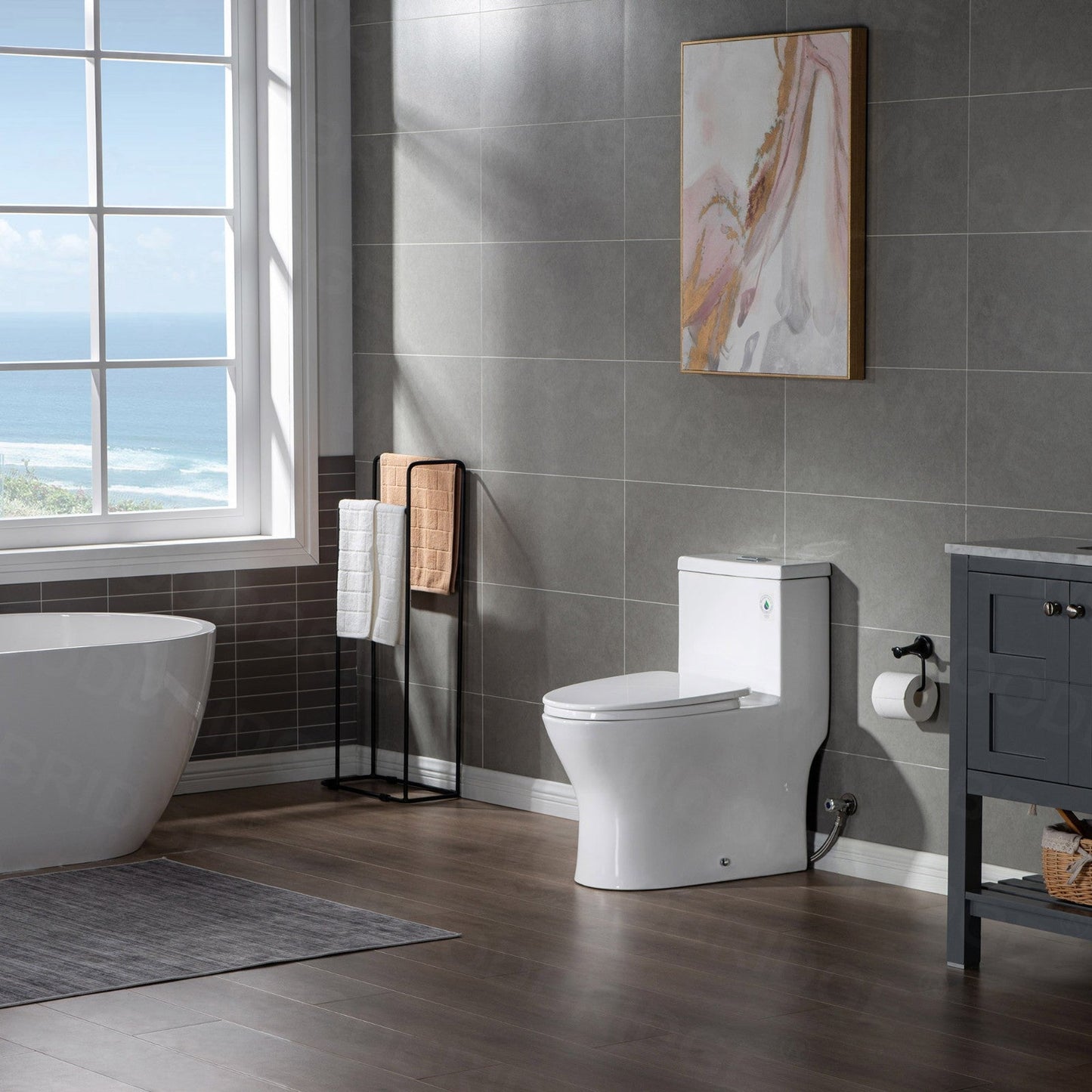 WOODBRIDGE Moder Design, Elongated One piece Toilet Dual flush 1.0/1.6 GPF,with Soft Closing Seat, white, (2 -Pack)
