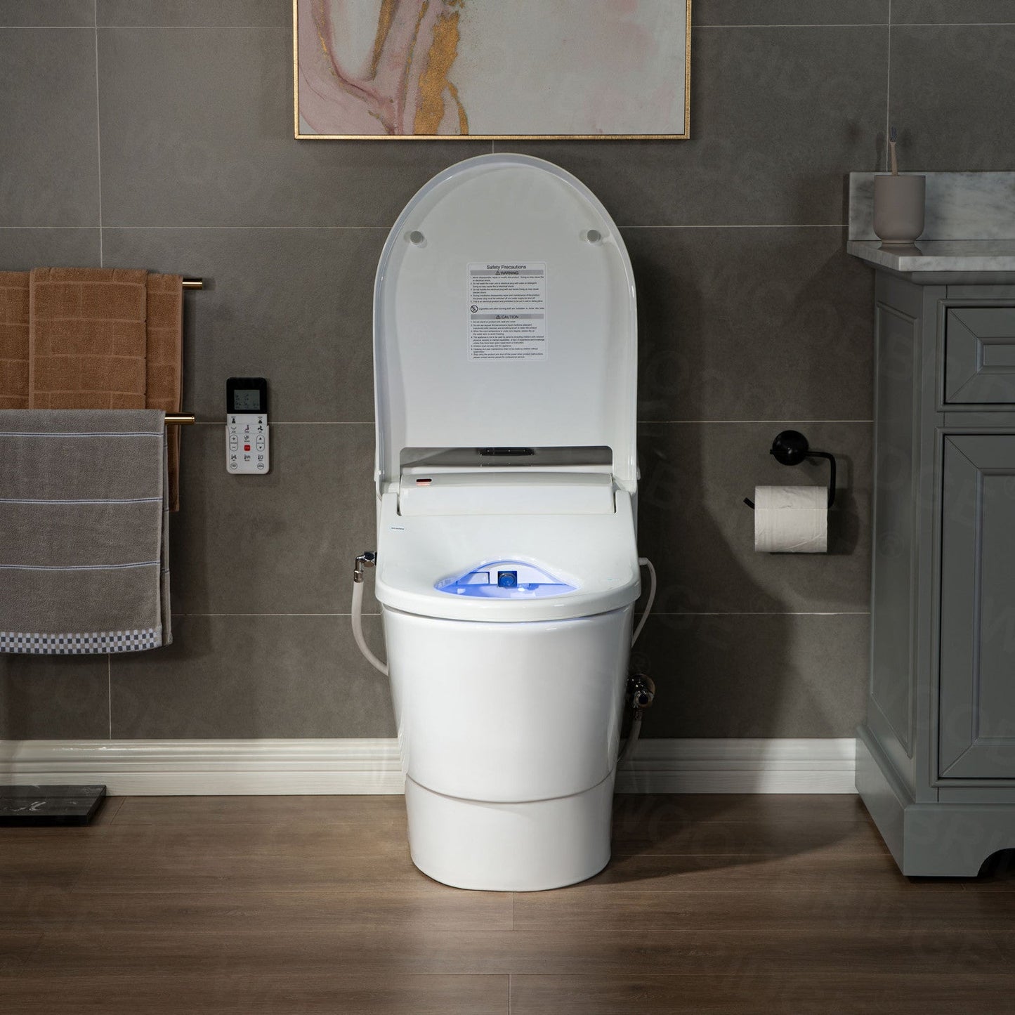WOODBRIDGE Toilet & Bidet Luxury Elongated One Piece Advanced Smart Seat with Temperature Controlled Wash Functions and Air Dryer, Toilet with Bidet. T-0737, Bidet & Toilet
