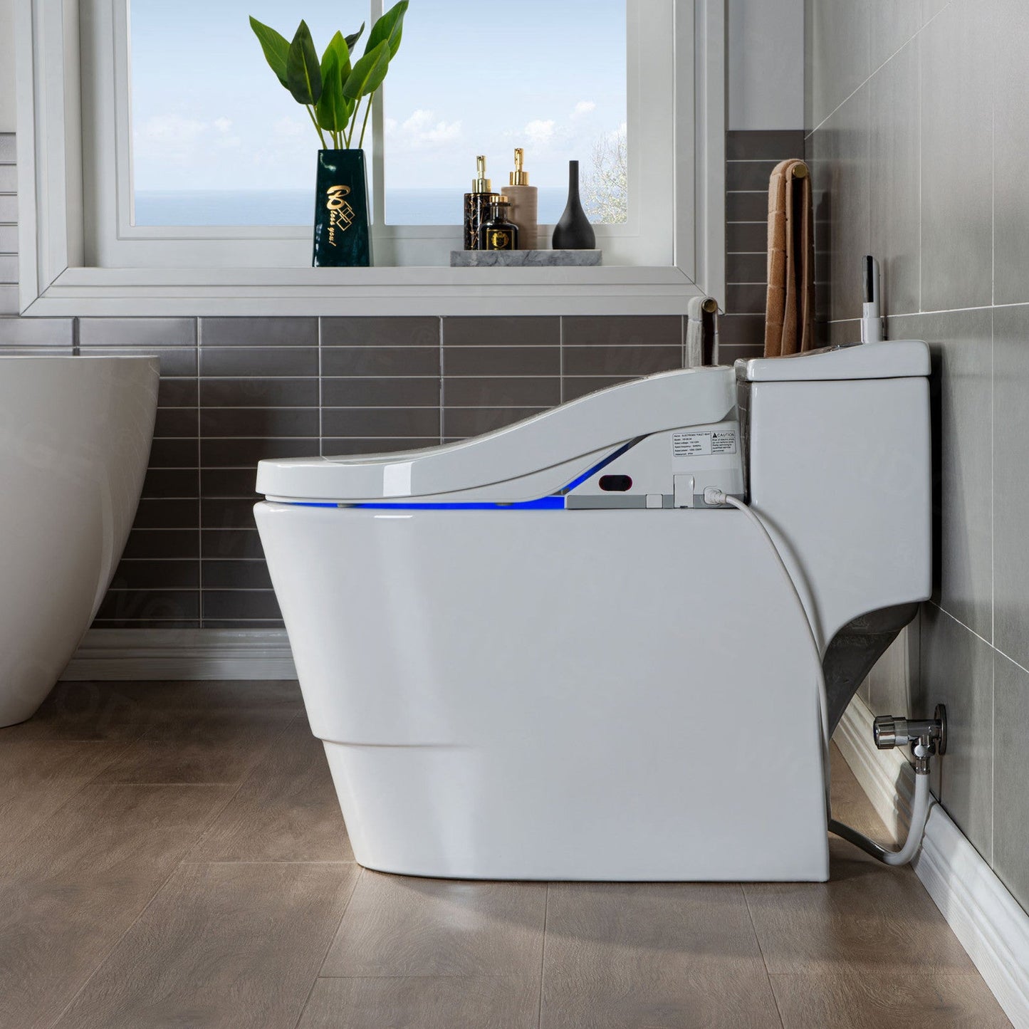 WOODBRIDGE Toilet & Bidet Luxury Elongated One Piece Advanced Smart Seat with Temperature Controlled Wash Functions and Air Dryer, Toilet with Bidet. T-0737, Bidet & Toilet