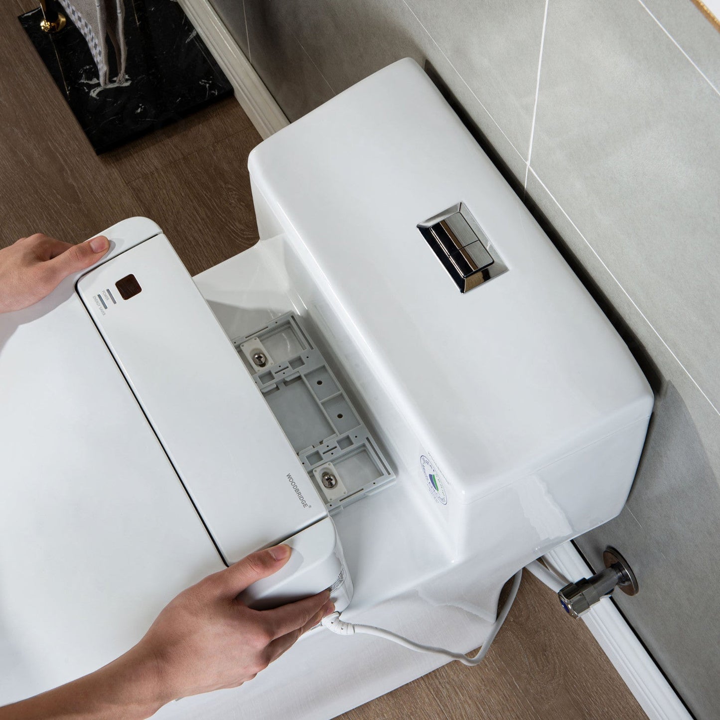 WOODBRIDGE Toilet & Bidet Luxury Elongated One Piece Advanced Smart Seat with Temperature Controlled Wash Functions and Air Dryer, Toilet with Bidet. T-0737, Bidet & Toilet