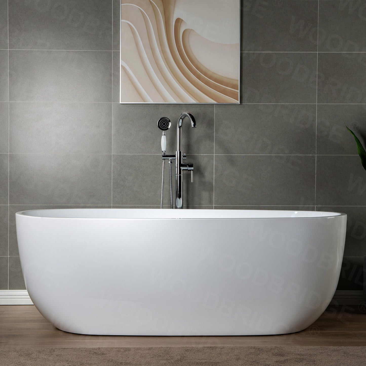 WOODBRIDGE WOODBRIDGEE F0001BNVT Contemporary Single Handle Floor Mount Freestanding Tub Filler Faucet with Hand shower