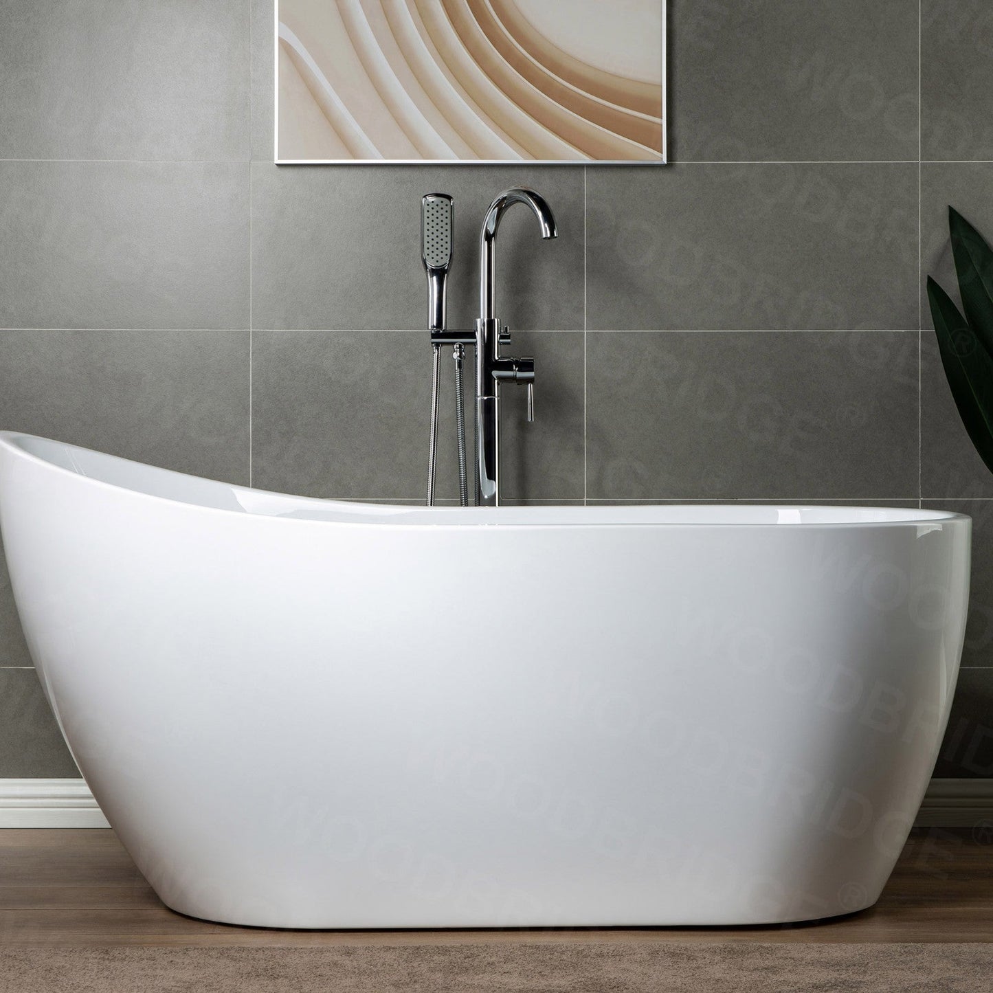 WOODBRIDGE WOODBRIDGEE Contemporary Single Handle Floor Mount Freestanding Tub Filler Faucet with Hand Shower