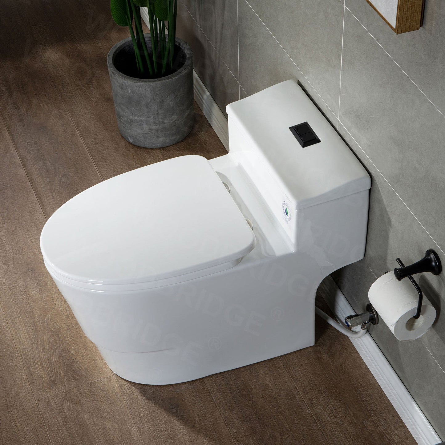 WOODBRIDGE T-0018/B-0735 Dual Flush Elongated One Piece Soft Closing Seat, Comfort Height, White