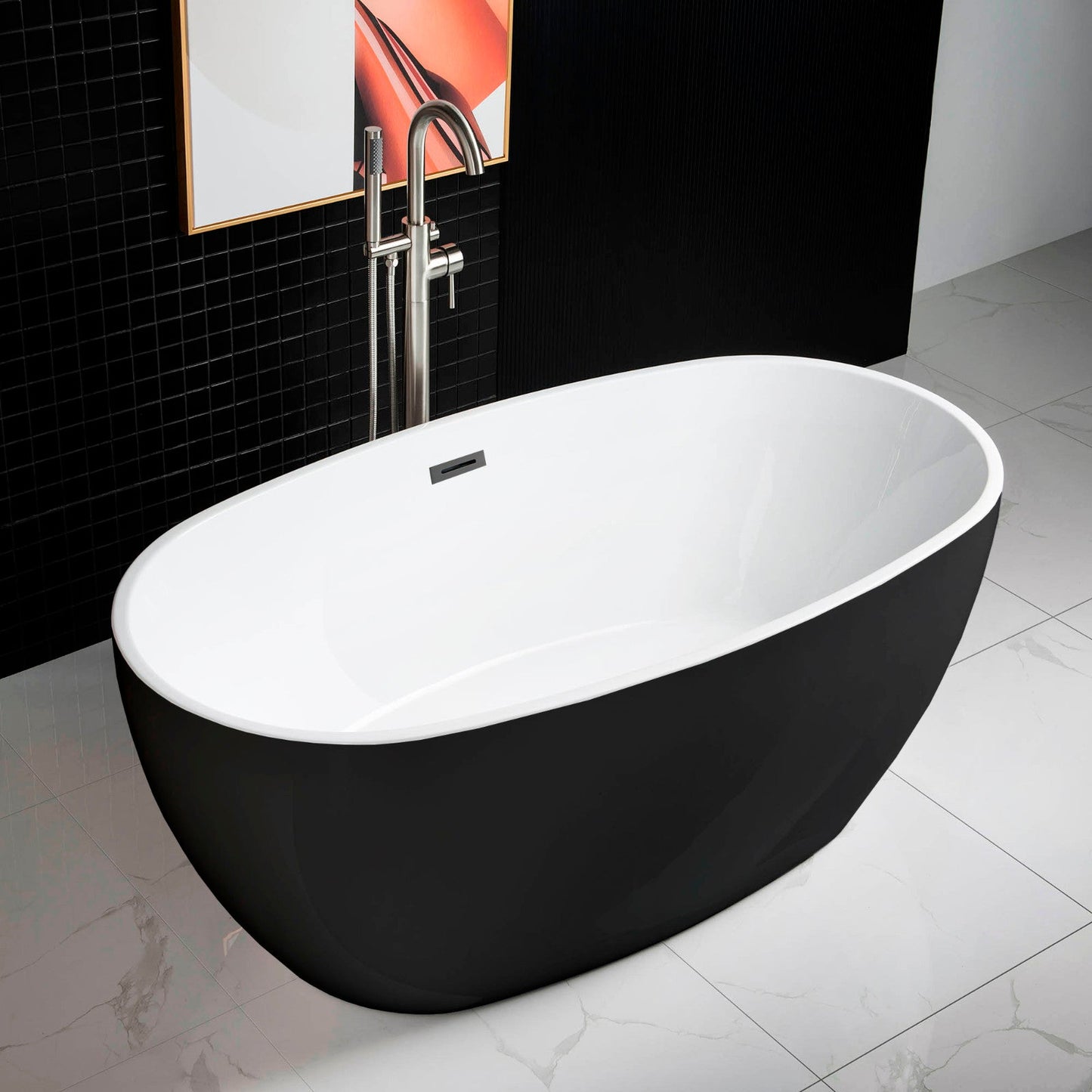 WOODBRIDGE 59" Acrylic Freestanding Bathtub Contemporary Soaking Tub