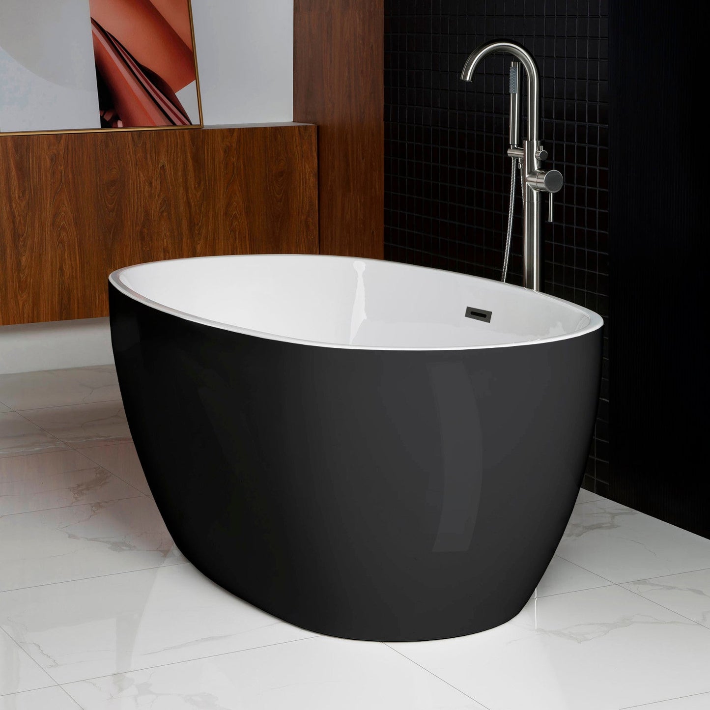 WOODBRIDGE 59" Acrylic Freestanding Bathtub Contemporary Soaking Tub
