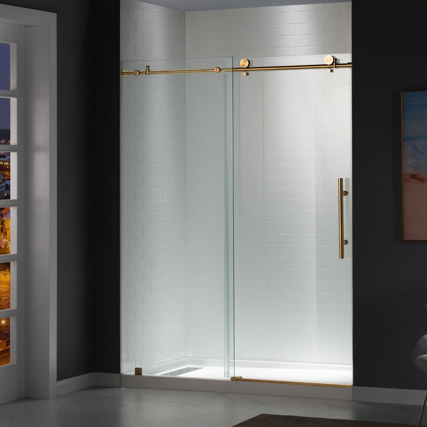 WOODBRIDGE MBSDC4876-B Frameless Shower Doors 44-48" Width x 76"Height with 3/8"(10mm) Clear Tempered Glass