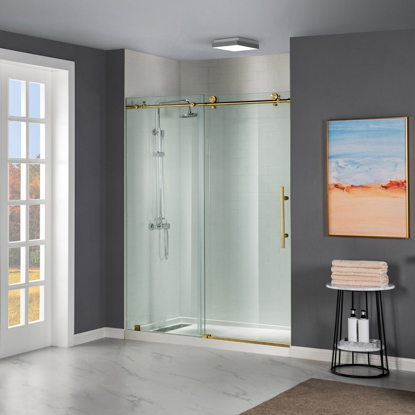WOODBRIDGE MBSDC4876-B Frameless Shower Doors 44-48" Width x 76"Height with 3/8"(10mm) Clear Tempered Glass
