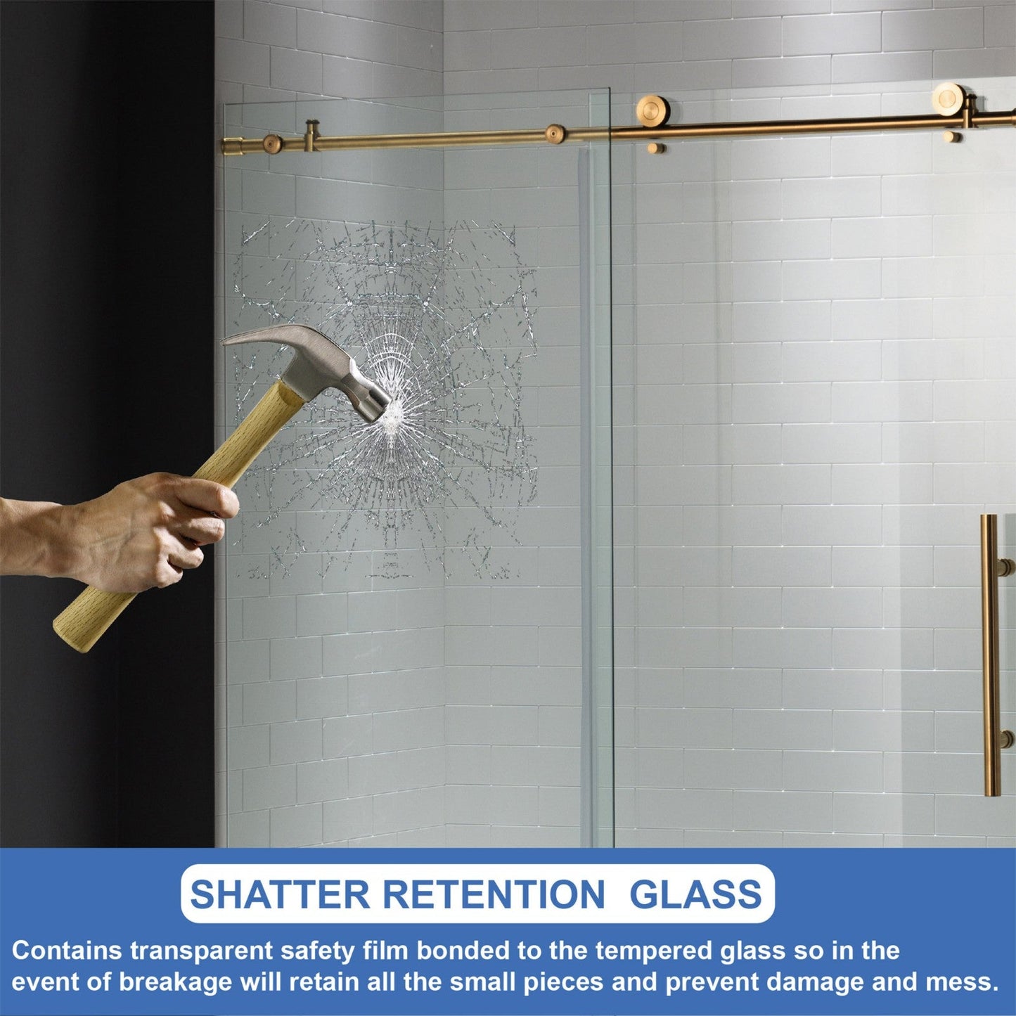WOODBRIDGE MBSDC4876-B Frameless Shower Doors 44-48" Width x 76"Height with 3/8"(10mm) Clear Tempered Glass