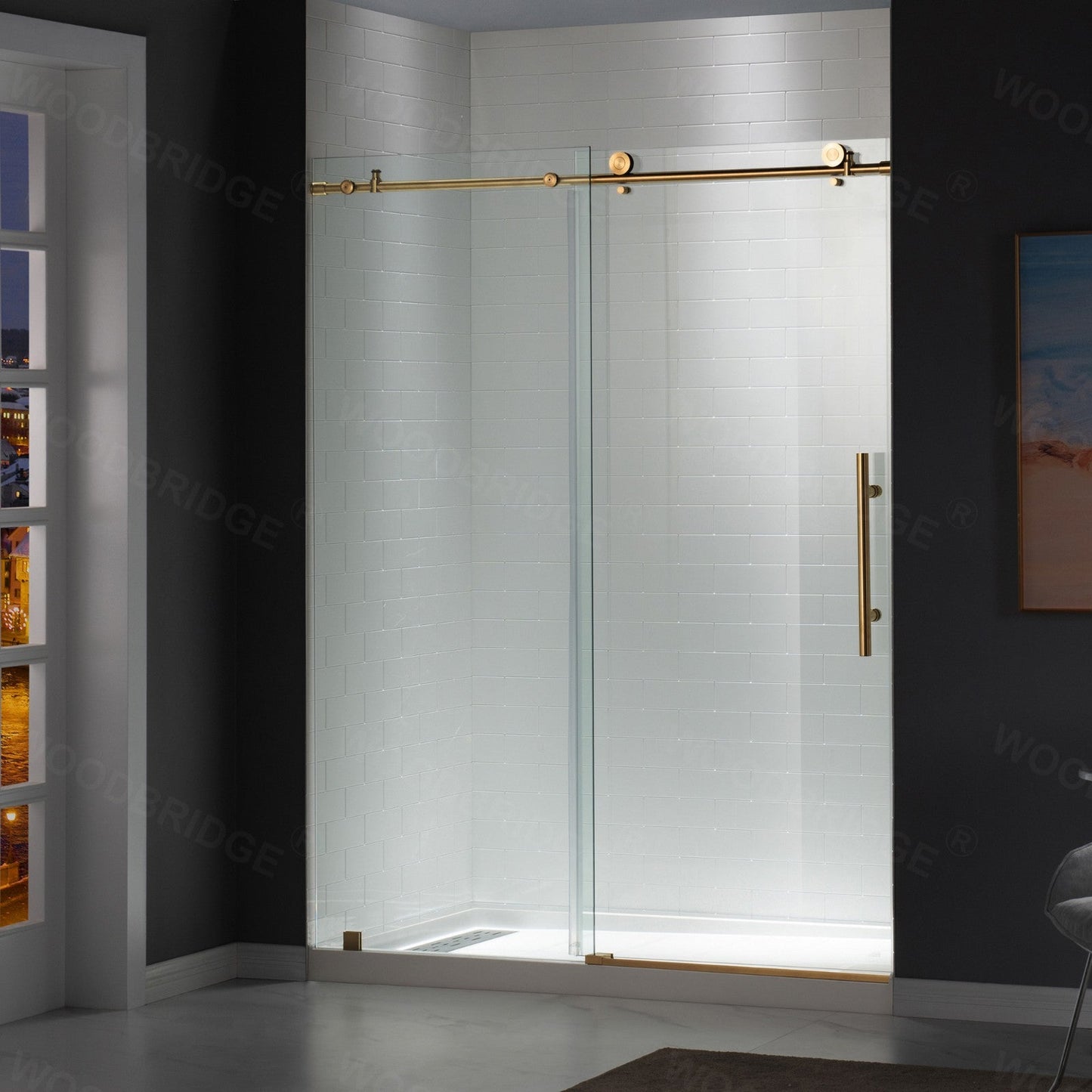 WOODBRIDGE Frameless Shower Doors 56-60" Width x 76"Height with 3/8"(10mm) Clear Tempered Glass