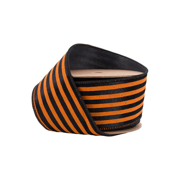 2.5"x 10yards Wired Orange/Black Stripes