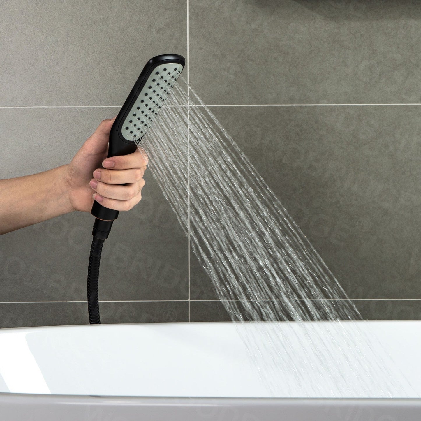 WOODBRIDGE WOODBRIDGEE Contemporary Single Handle Floor Mount Freestanding Tub Filler Faucet with Hand Shower