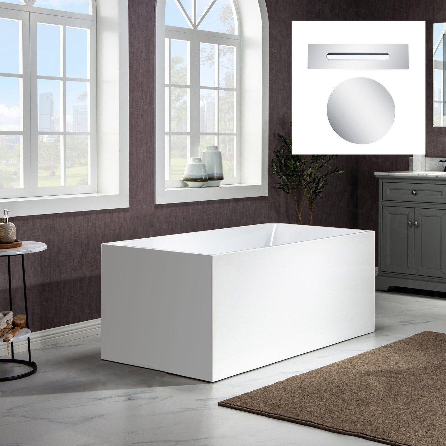 WOODBRIDGE 67" Acrylic Freestanding Bathtub Contemporary Soaking Tub