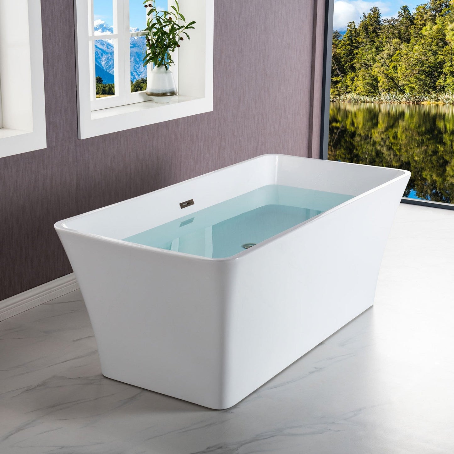 WOODBRIDGE 59" Acrylic Freestanding Bathtub Contemporary Soaking Tub