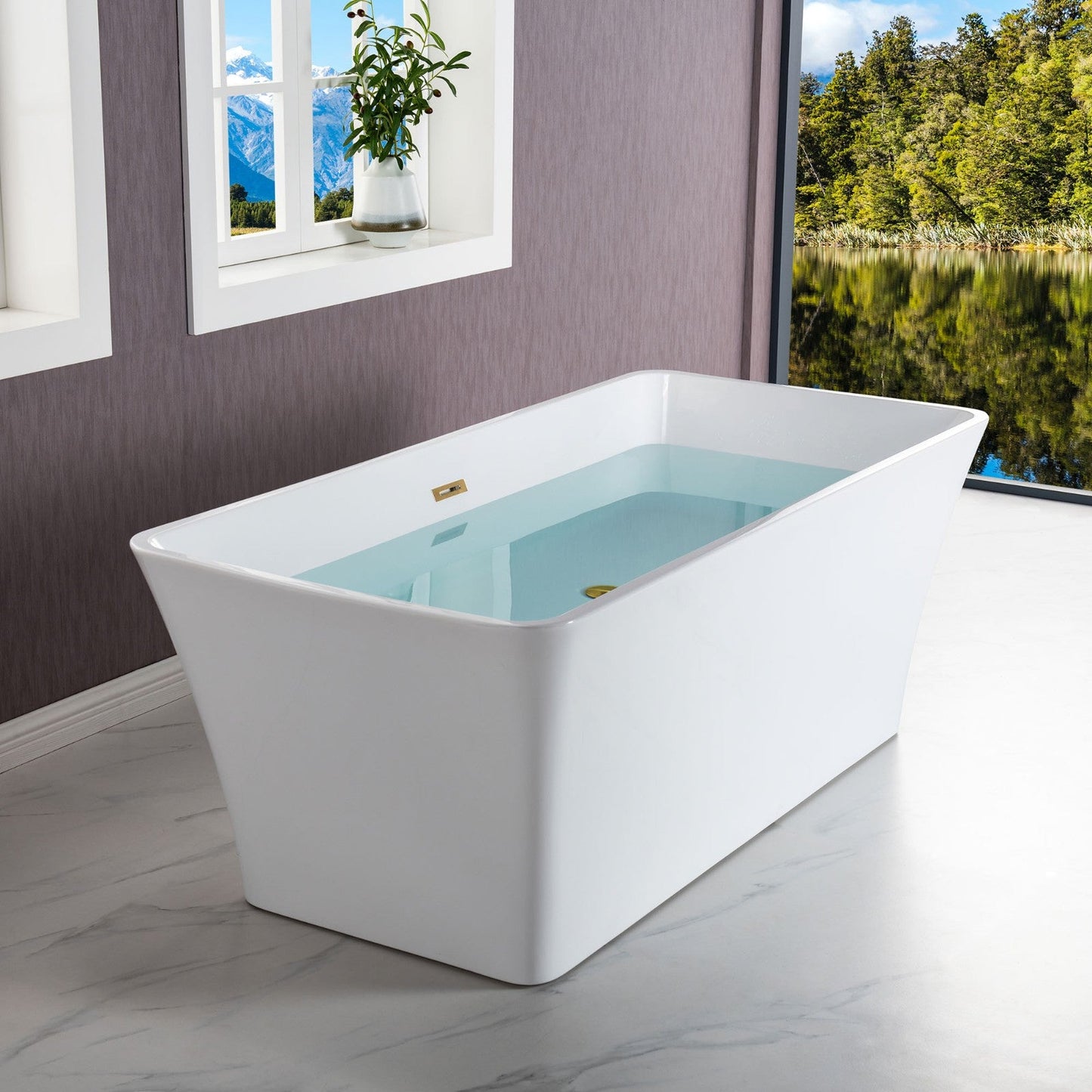 WOODBRIDGE 59" Acrylic Freestanding Bathtub Contemporary Soaking Tub