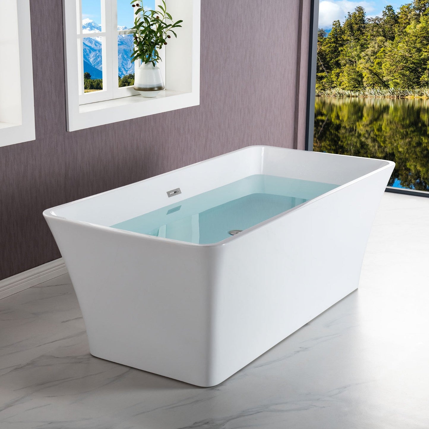 WOODBRIDGE 59" Acrylic Freestanding Bathtub Contemporary Soaking Tub