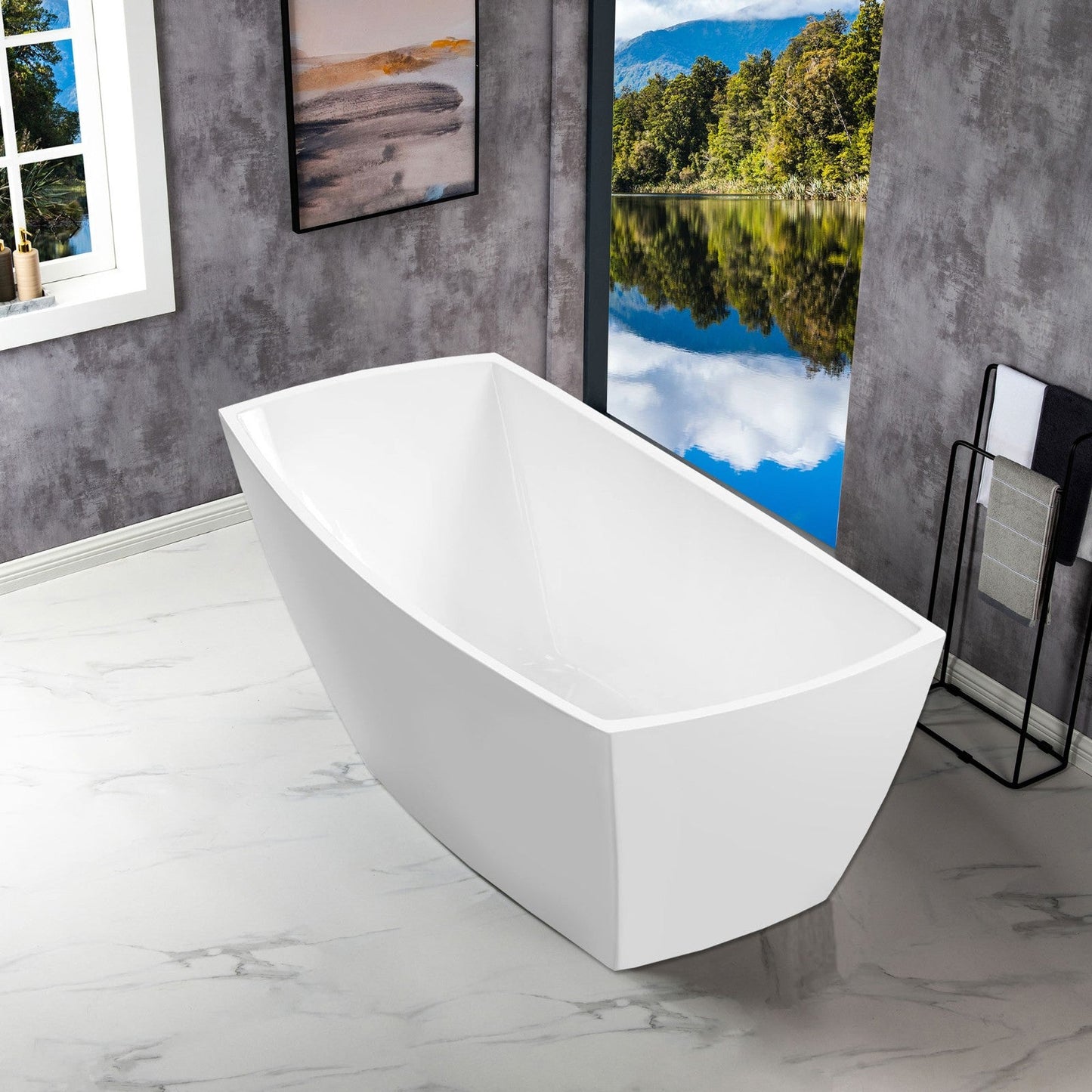 WOODBRIDGE 67" Acrylic Freestanding Bathtub Contemporary Soaking Tub