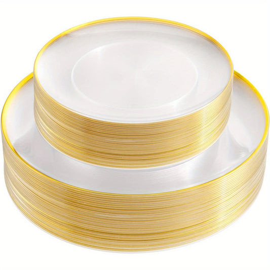 Elegant GoldTrimmed Disposable Plate Set for Events