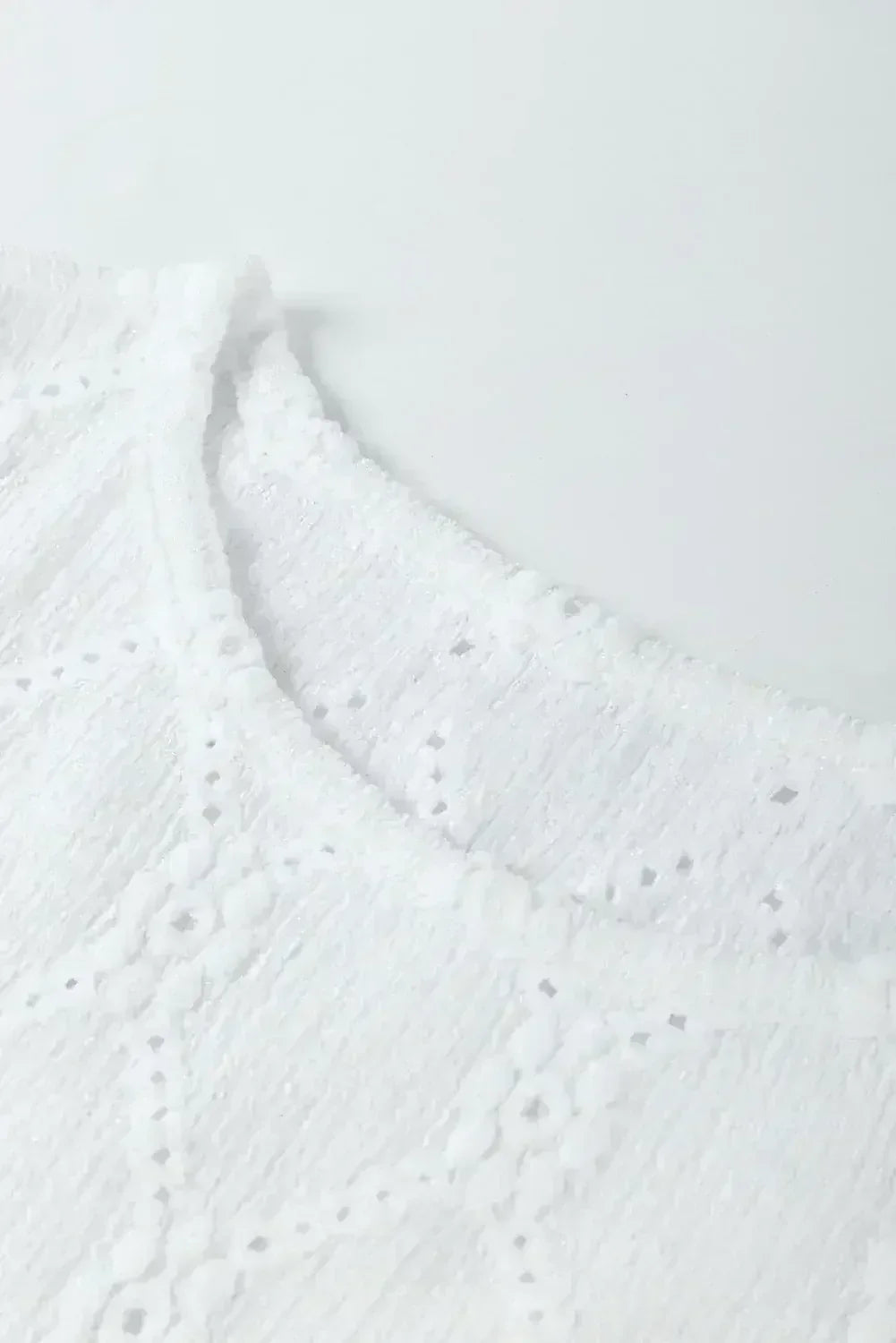 White Embroidered Floral Geometric Button Short Sleeve Top | Femstylo