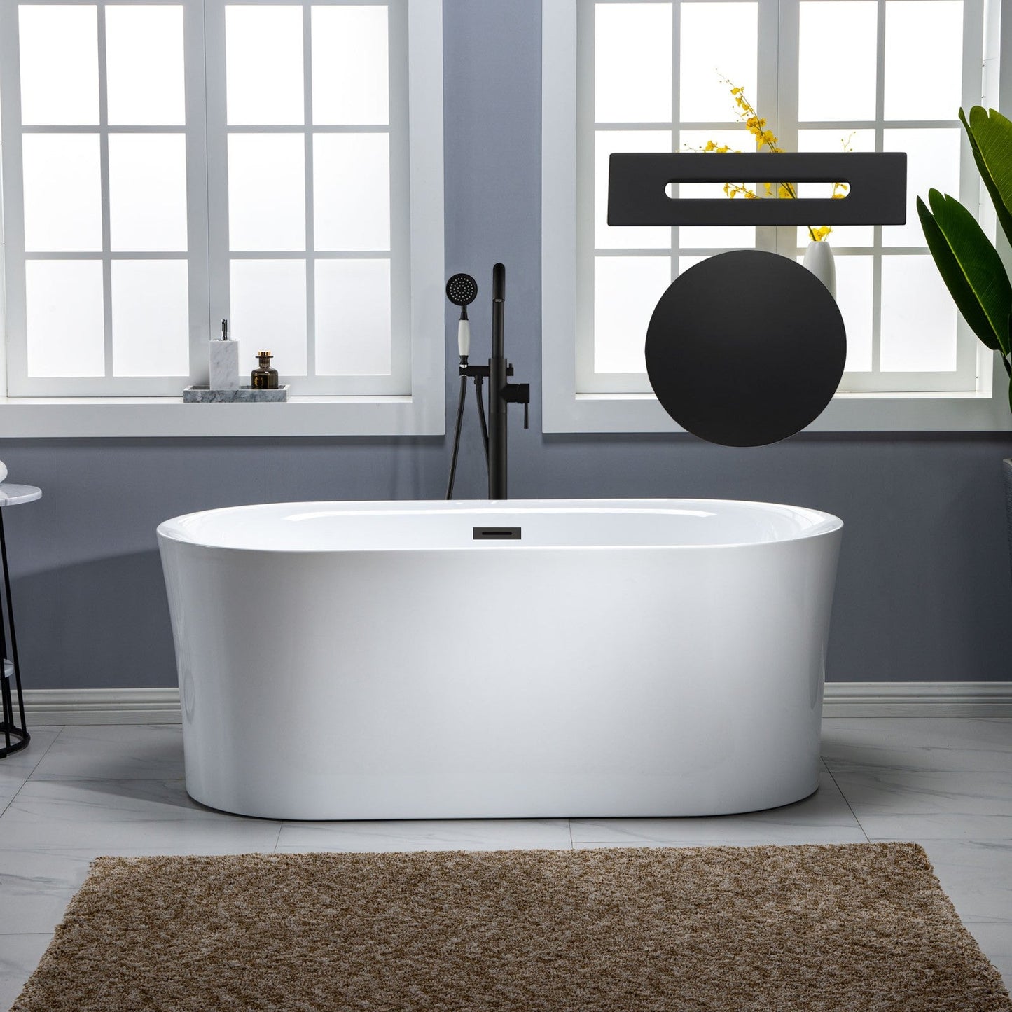 WOODBRIDGE 67" Contemporary Freestanding Acrylic Air Bubble Soaking Bathtub