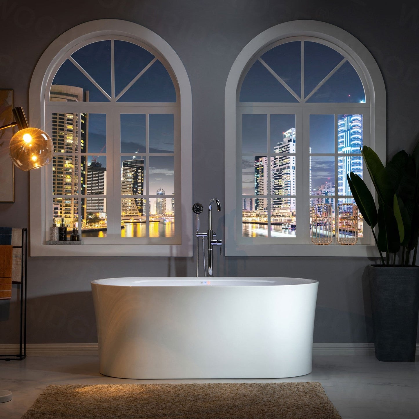 WOODBRIDGE 67" Contemporary Freestanding Acrylic Air Bubble Soaking Bathtub