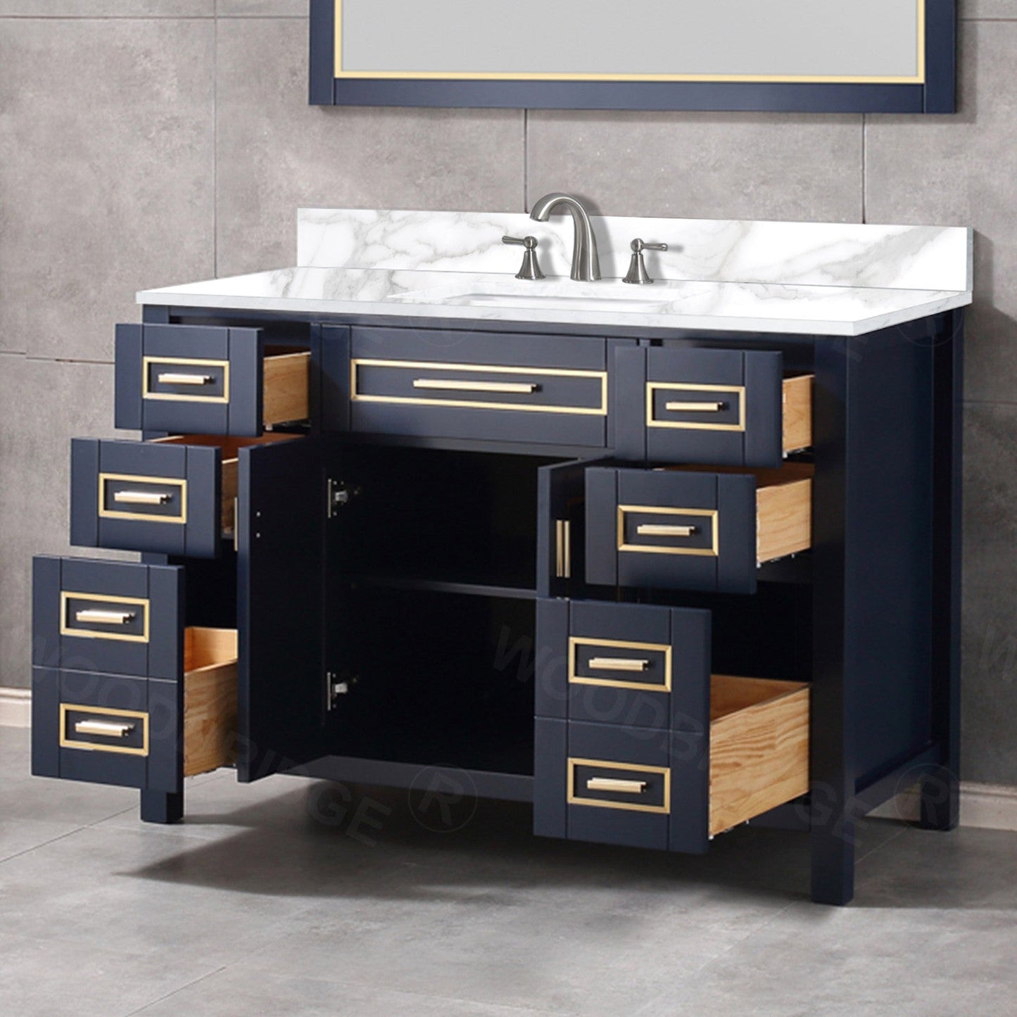 WOODBRIDGE Milan 49” Floor Mounted Single Basin Vanity Set with Solid Wood Cabinet