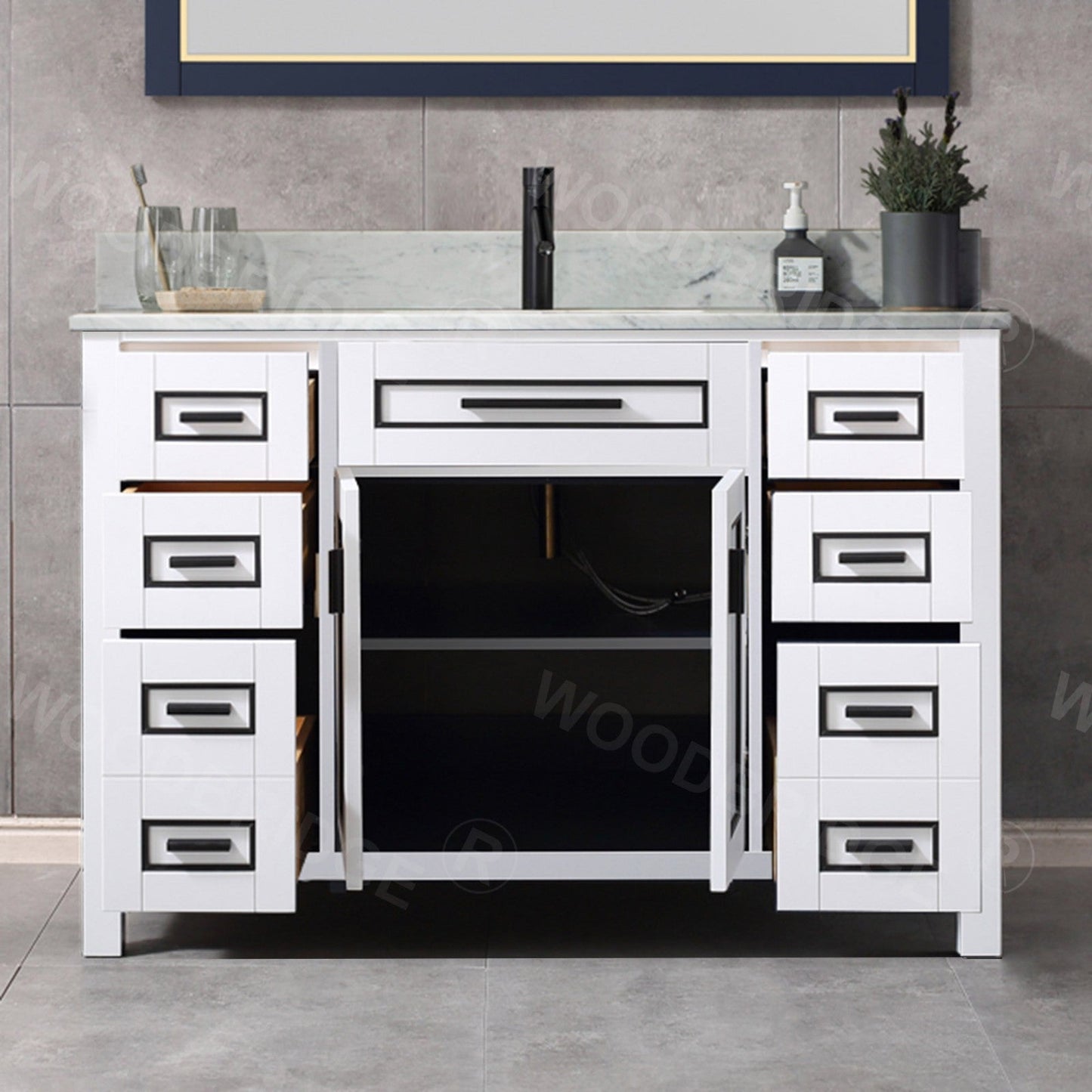 WOODBRIDGE Milan 49” Floor Mounted Single Basin Vanity Set with Solid Wood Cabinet