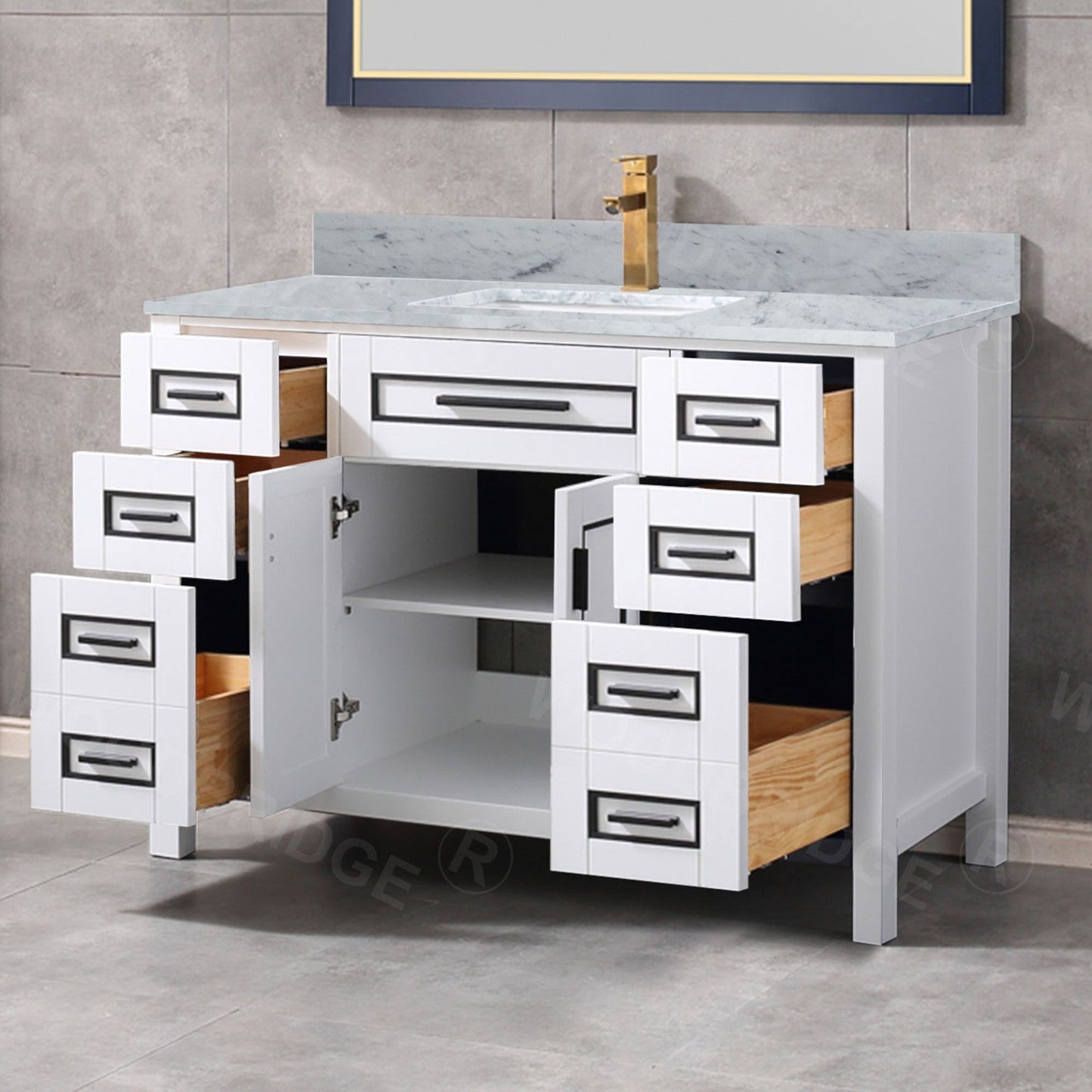 WOODBRIDGE Milan 49” Floor Mounted Single Basin Vanity Set with Solid Wood Cabinet