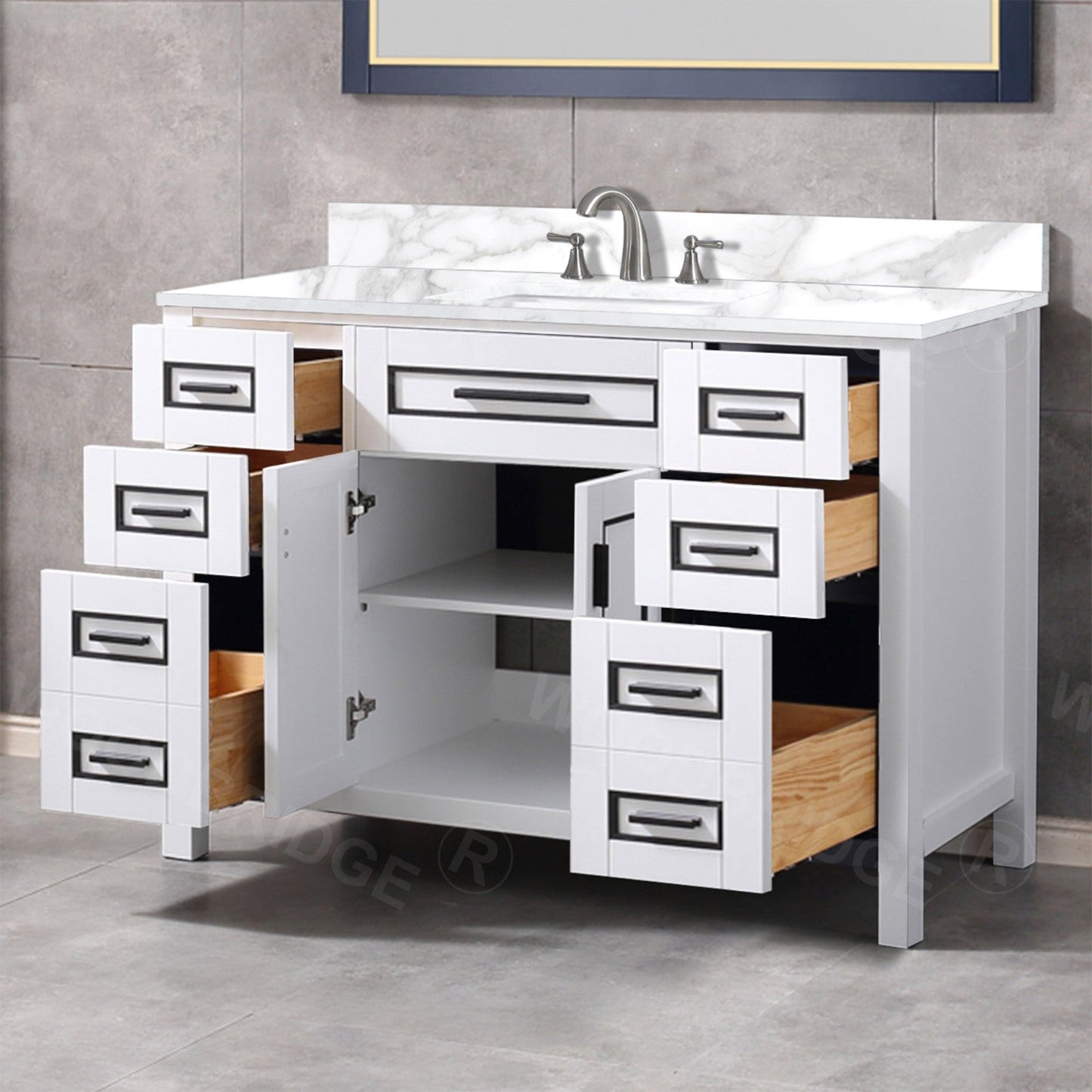 WOODBRIDGE Milan 49” Floor Mounted Single Basin Vanity Set with Solid Wood Cabinet