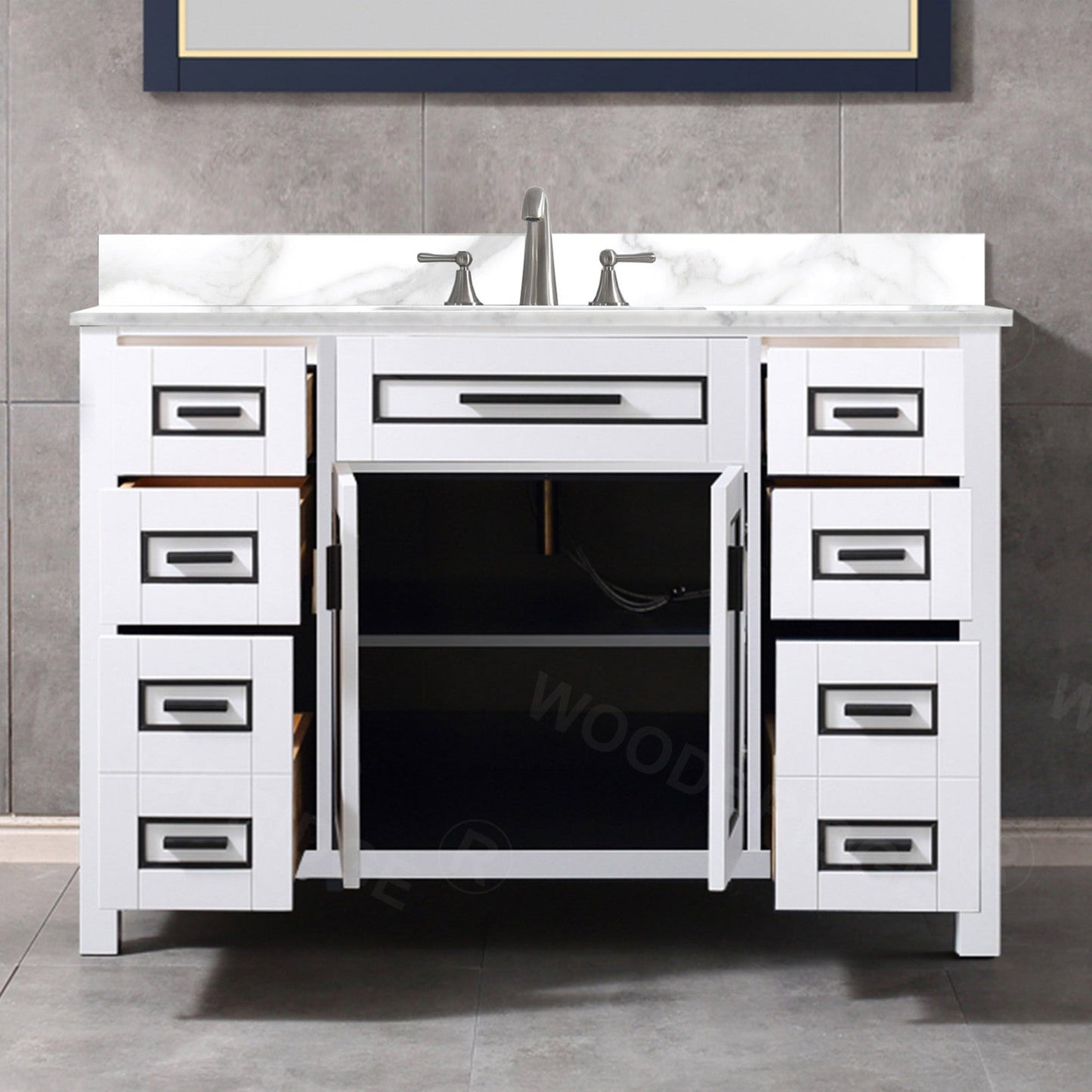 WOODBRIDGE Milan 49” Floor Mounted Single Basin Vanity Set with Solid Wood Cabinet