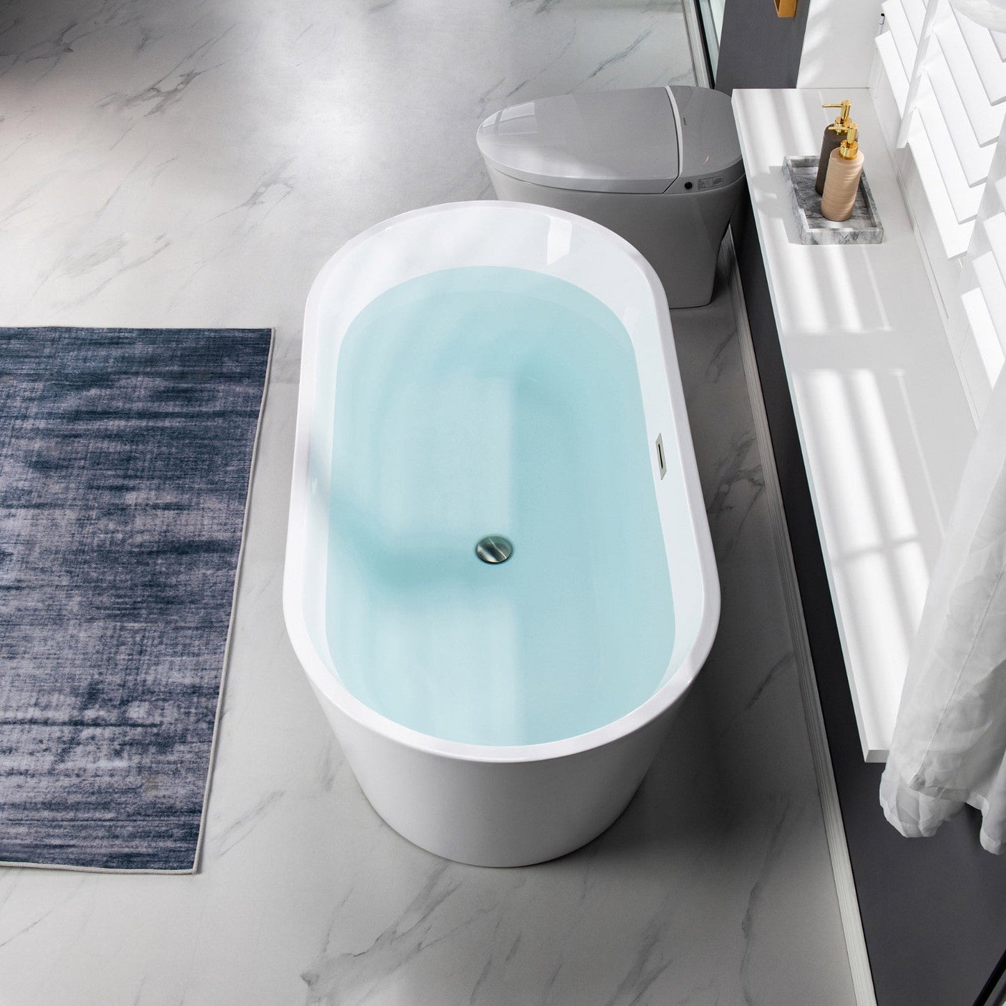 WOODBRIDGE 54" Acrylic Freestanding Bathtub Contemporary Soaking Tub