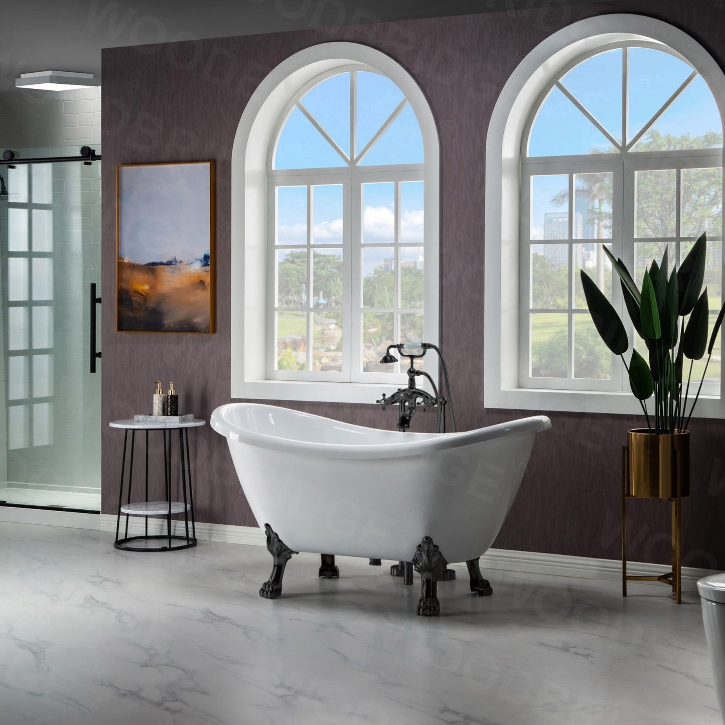 WOODBRIDGE 59" Heavy Duty Acrylic Double Slipper Clawfoot Bath Tub