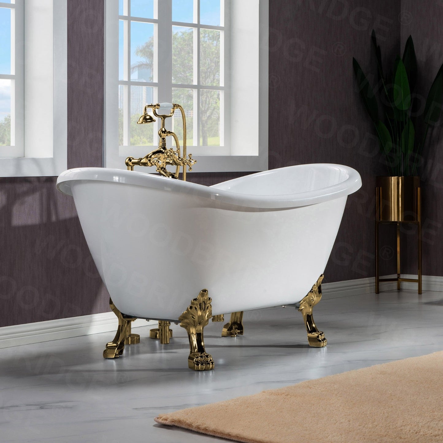 WOODBRIDGE 59" Heavy Duty Acrylic Double Slipper Clawfoot Bath Tub