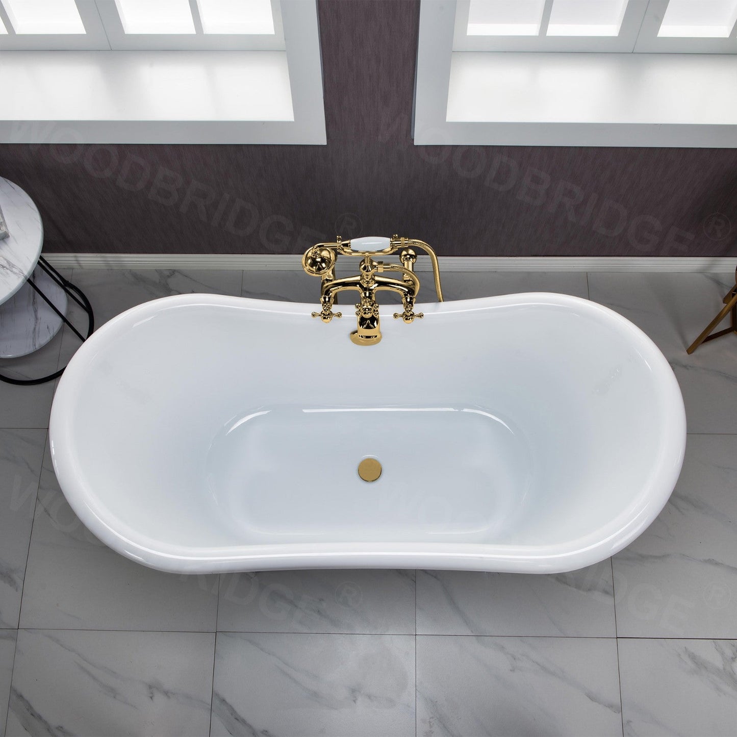WOODBRIDGE 59" Heavy Duty Acrylic Double Slipper Clawfoot Bath Tub
