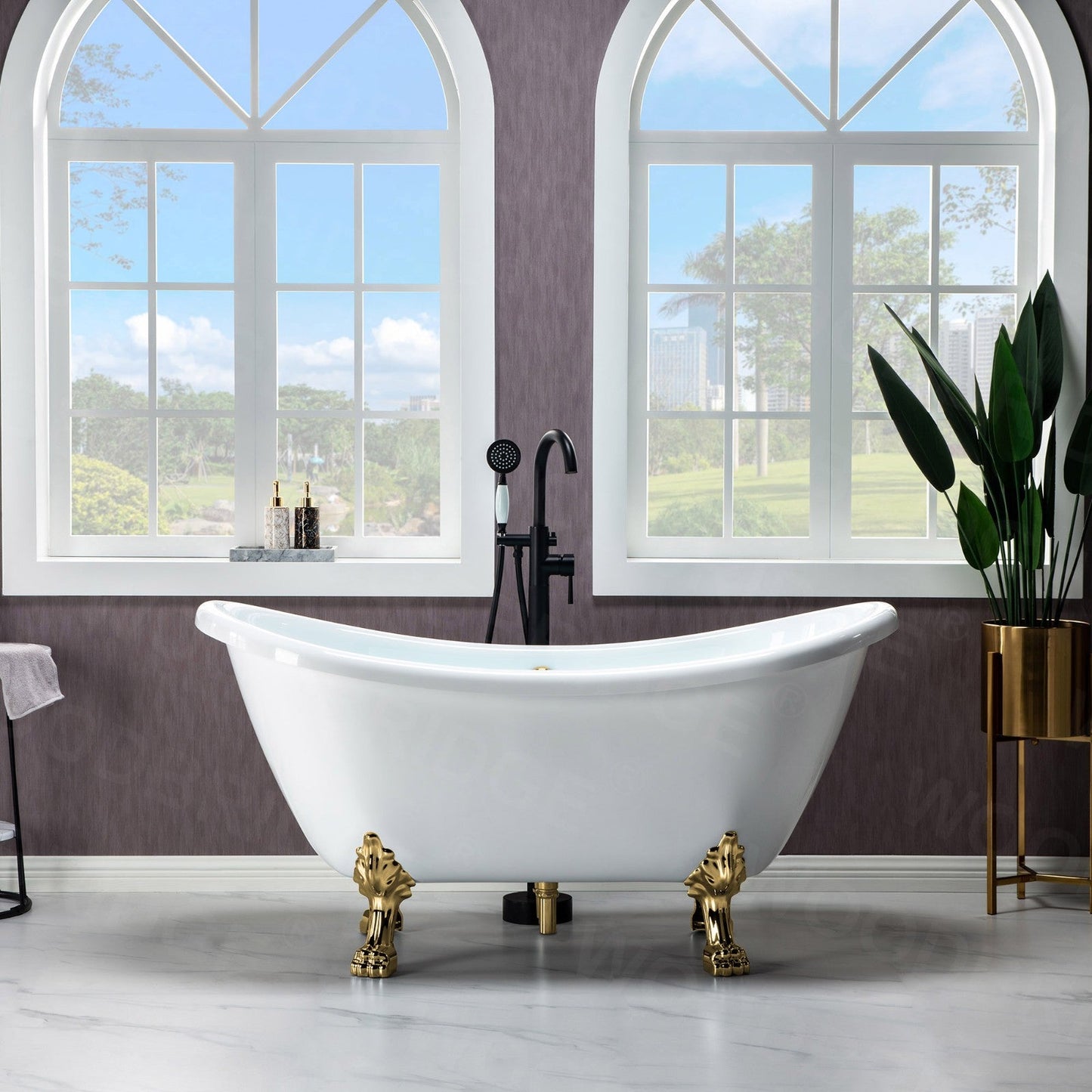 WOODBRIDGE 59" Heavy Duty Acrylic Double Slipper Clawfoot Bath Tub