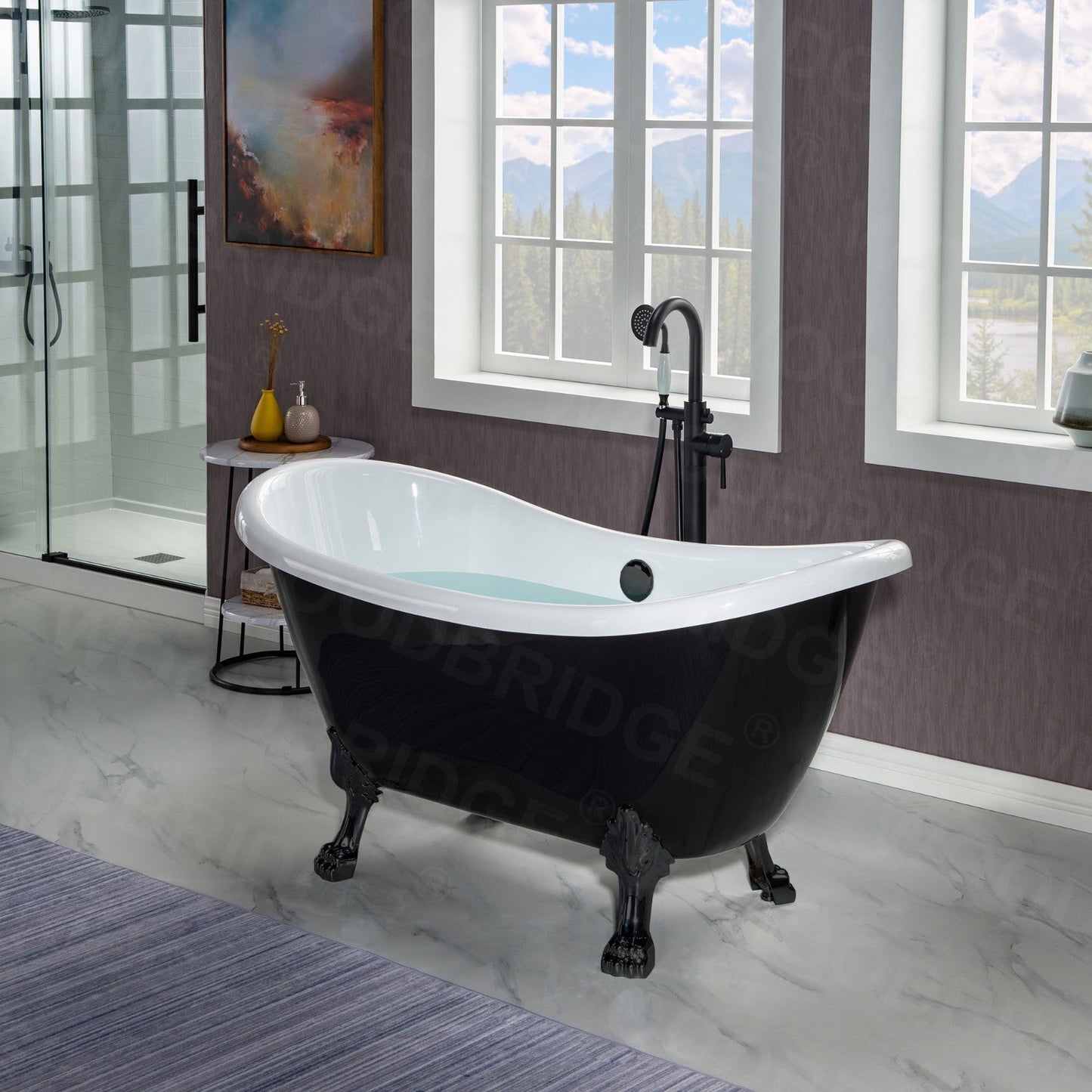 WOODBRIDGE 59" Heavy Duty Acrylic Double Slipper Clawfoot Bath Tub